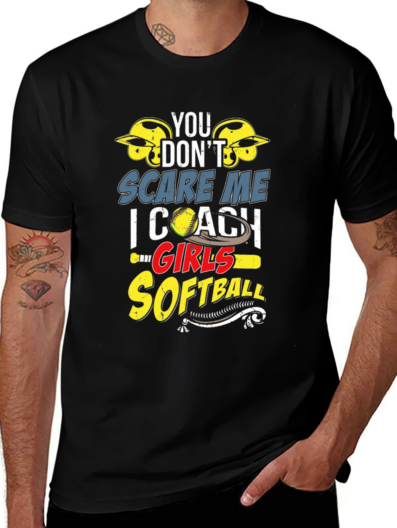 Variant 9 of You Don't Scare Me I Coach Girls Softball T-Shirt