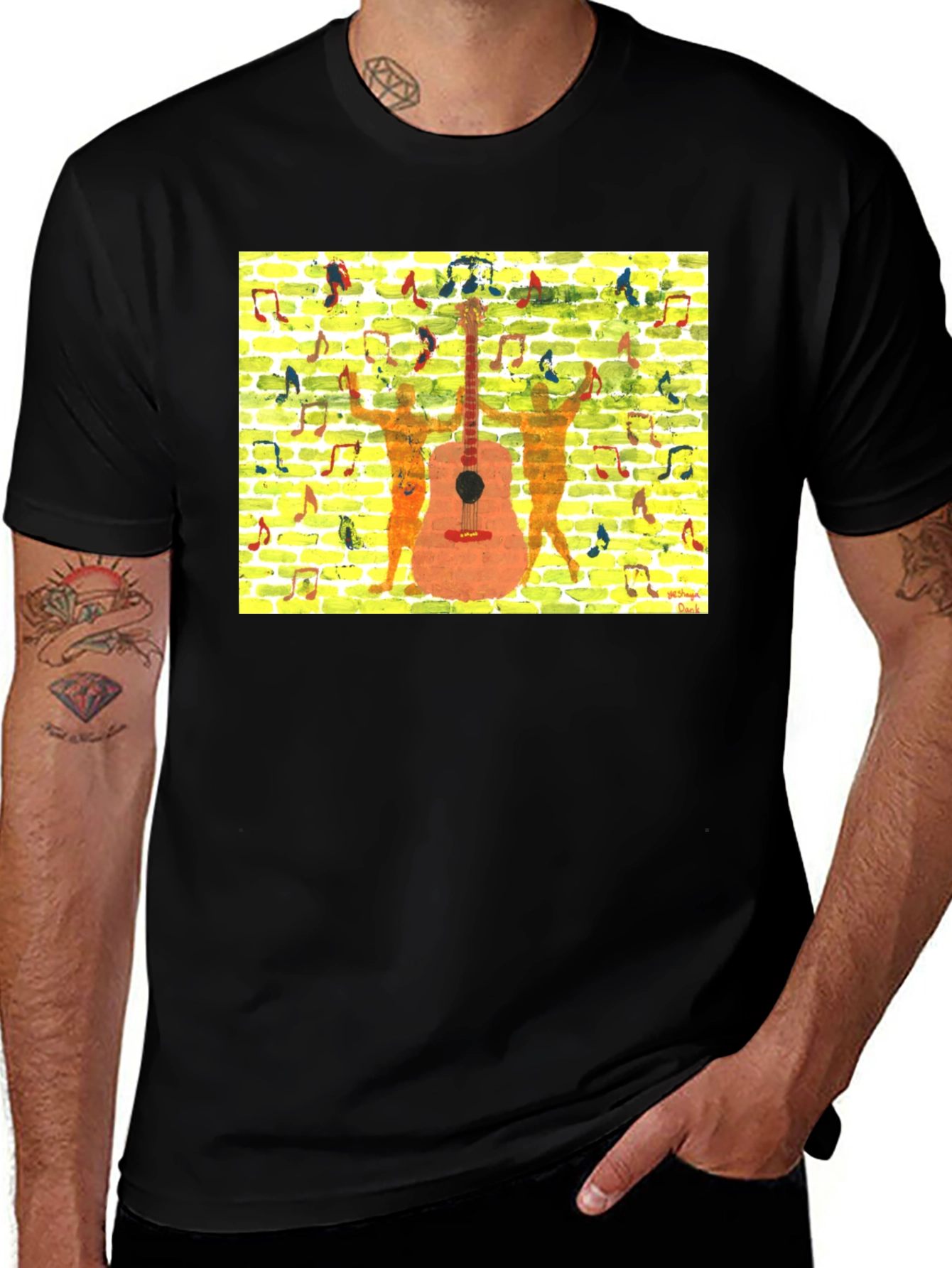 Music Lover Tee: Guitar & Notes Design