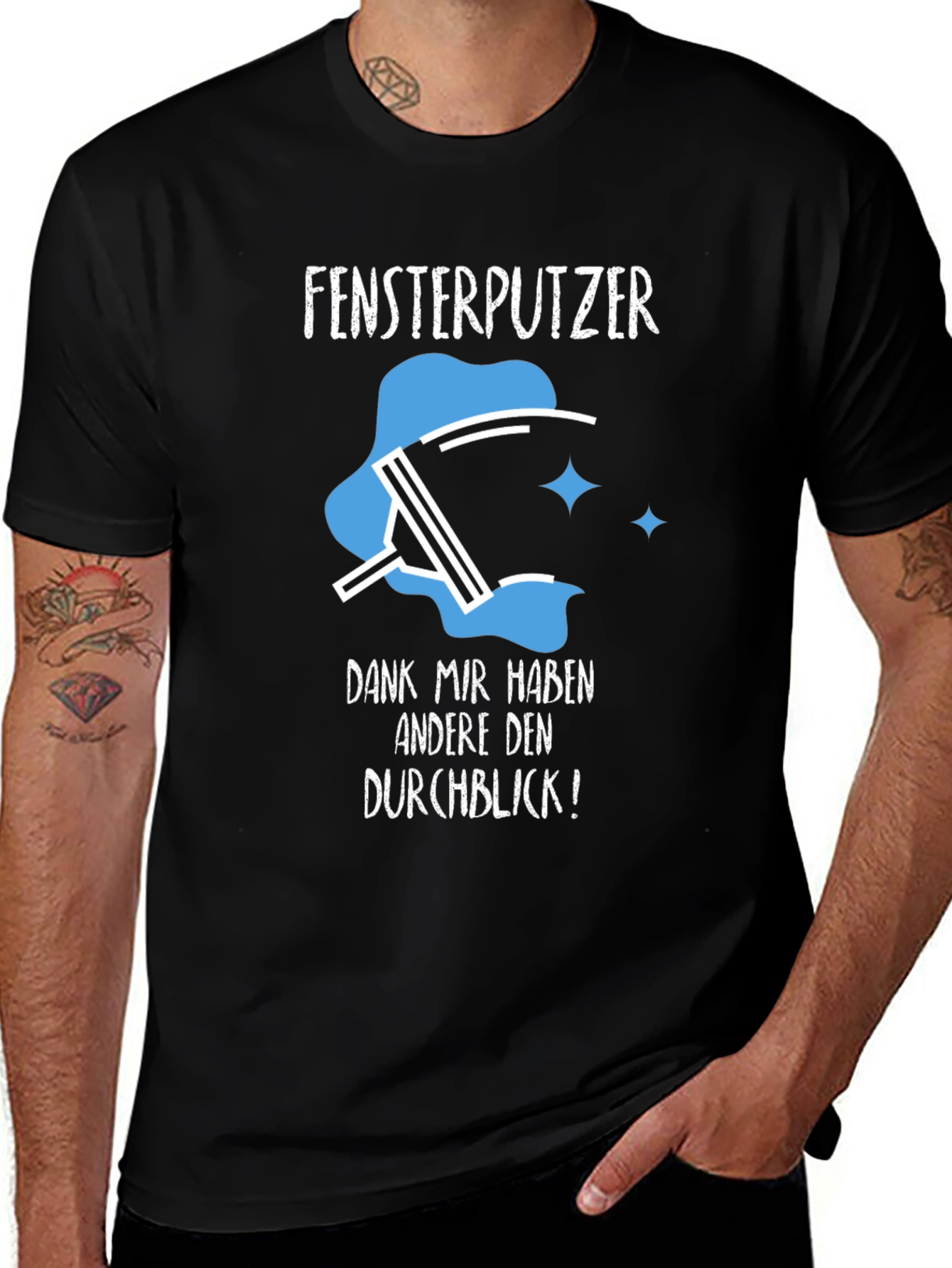 Variant 16 of Window Washer Humor T-Shirt - "Fensterputzer Durchblick"