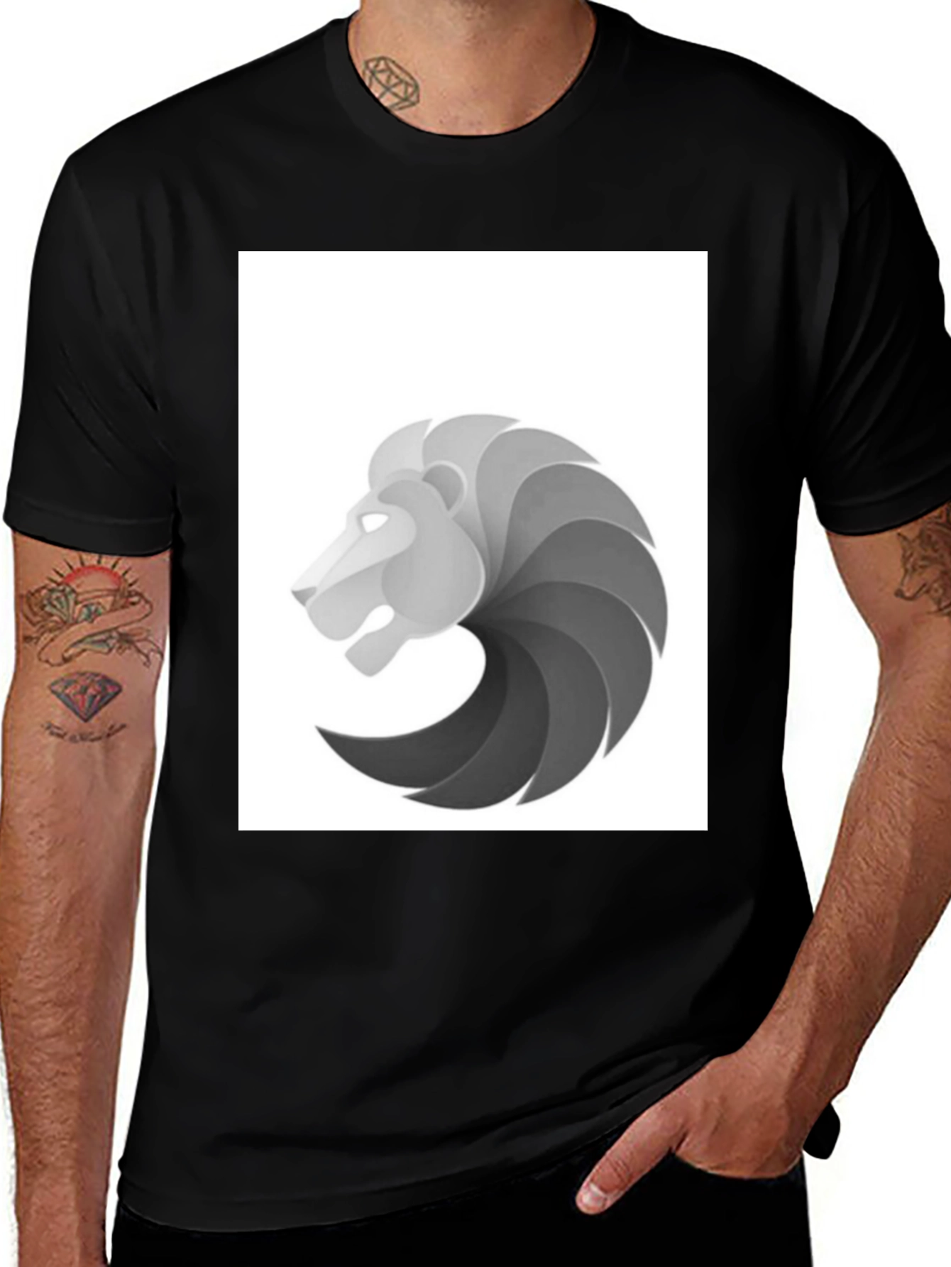 Variant 18 of Lion Graphic Print Black T-Shirt