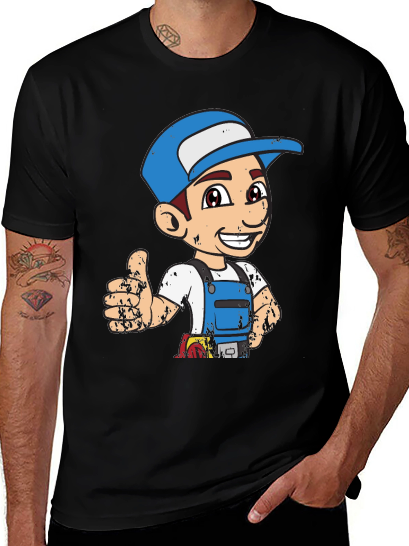 Variant 10 of Cartoon Plumber Graphic Tee - Novelty T-Shirt