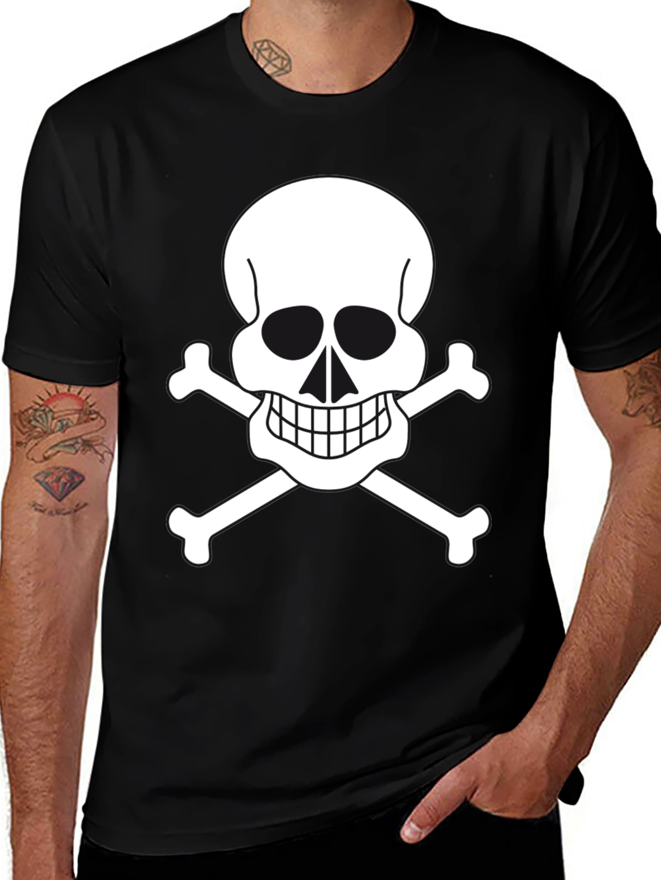 Variant 21 of Skull & Crossbones Graphic Tee - Black