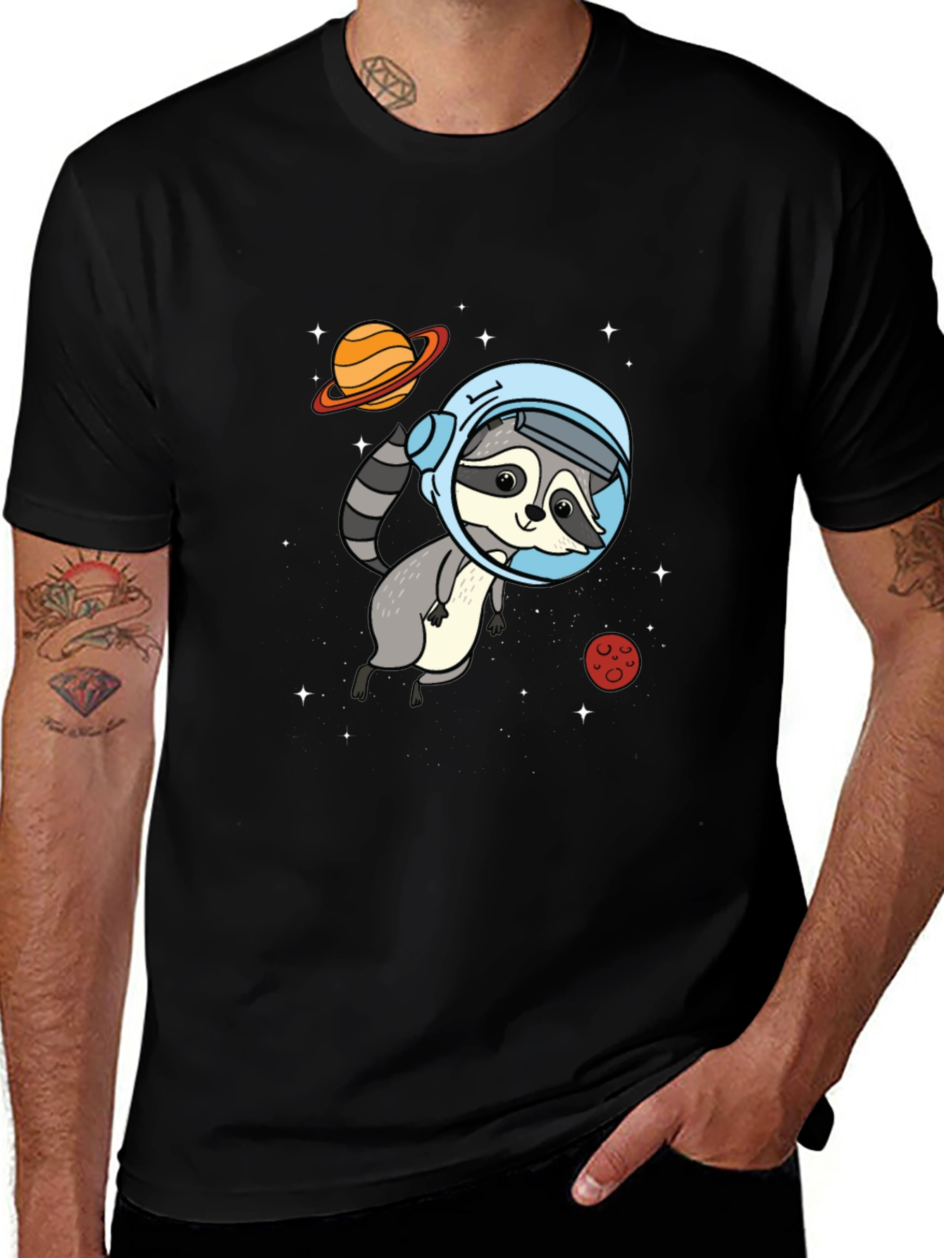 Variant 16 of Astronaut Raccoon Graphic Tee - Space Adventure Style