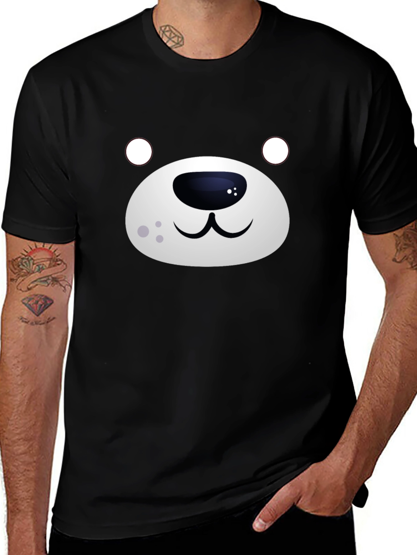 Variant 16 of Cute Bear Face Graphic Tee - Soft Cotton