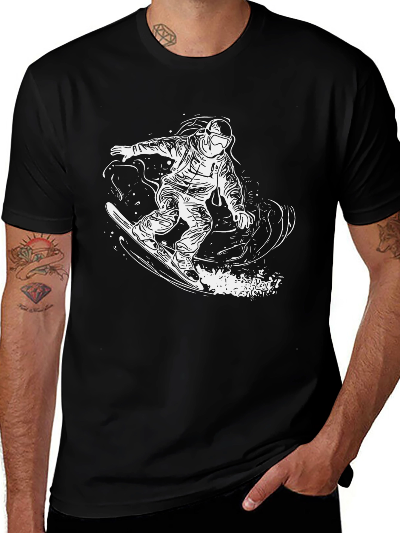 Variant 28 of Snowboarder Graphic T-Shirt - Black