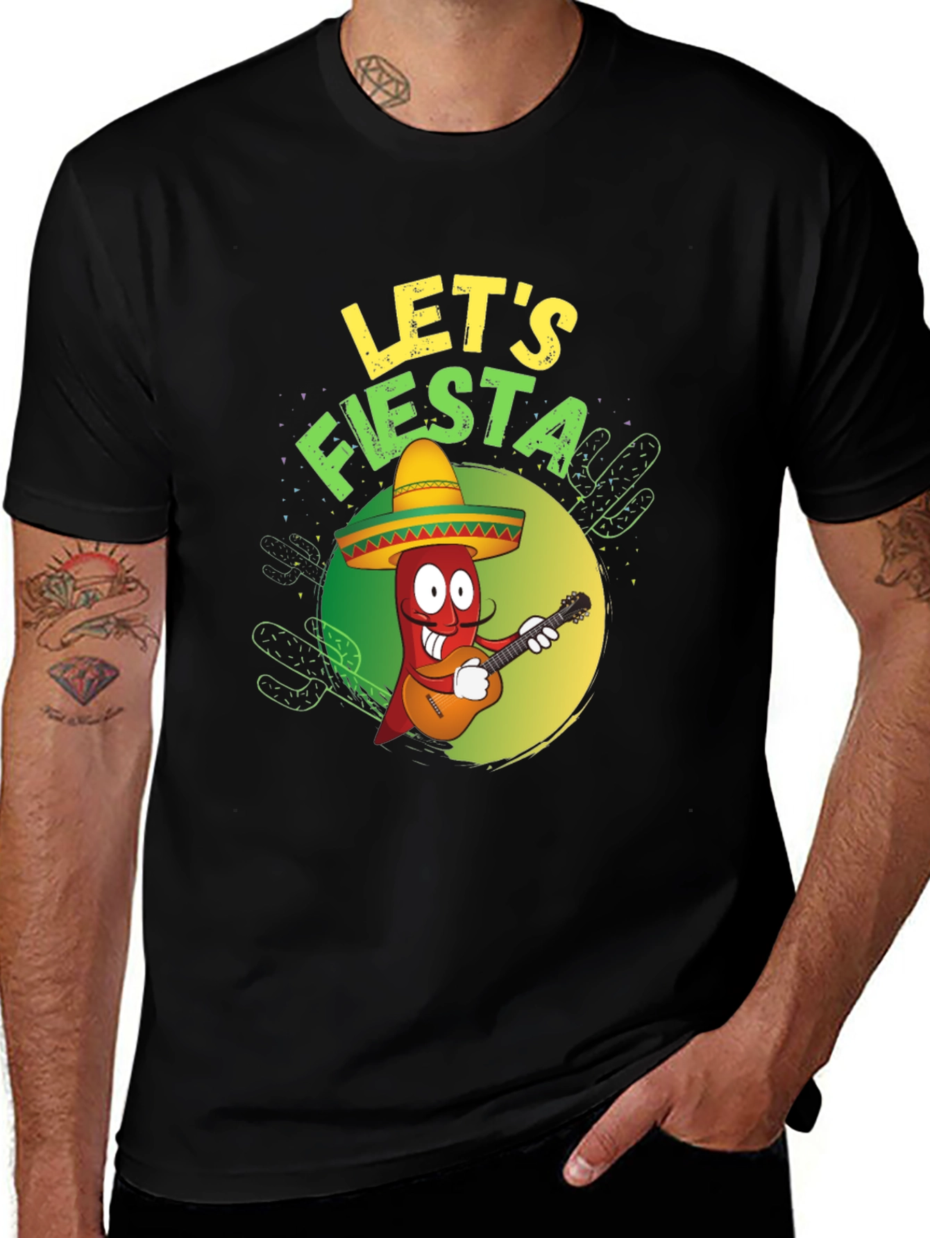 Variant 23 of Let's Fiesta T-Shirt - Chili Pepper with Guitar