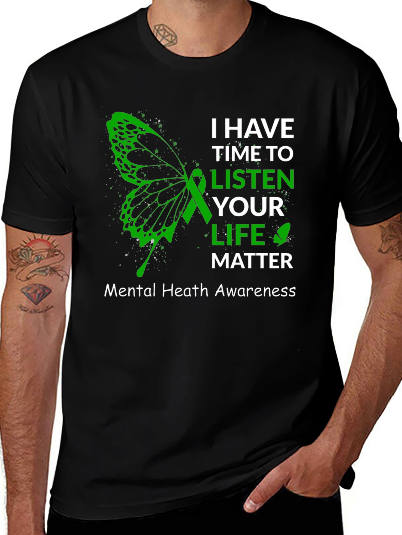 Variant 15 of Mental Health Awareness T-Shirt - Butterfly Design
