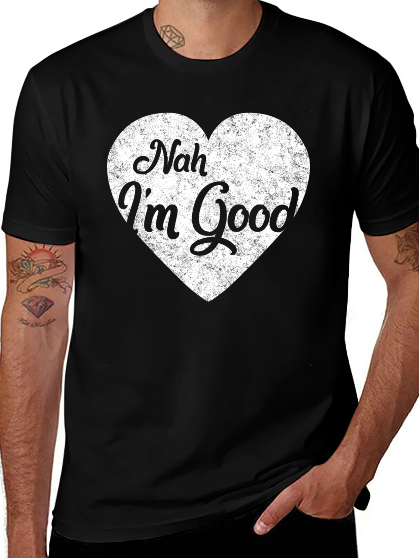 Variant 23 of Nah I'm Good Graphic Tee - Black Cotton T-Shirt