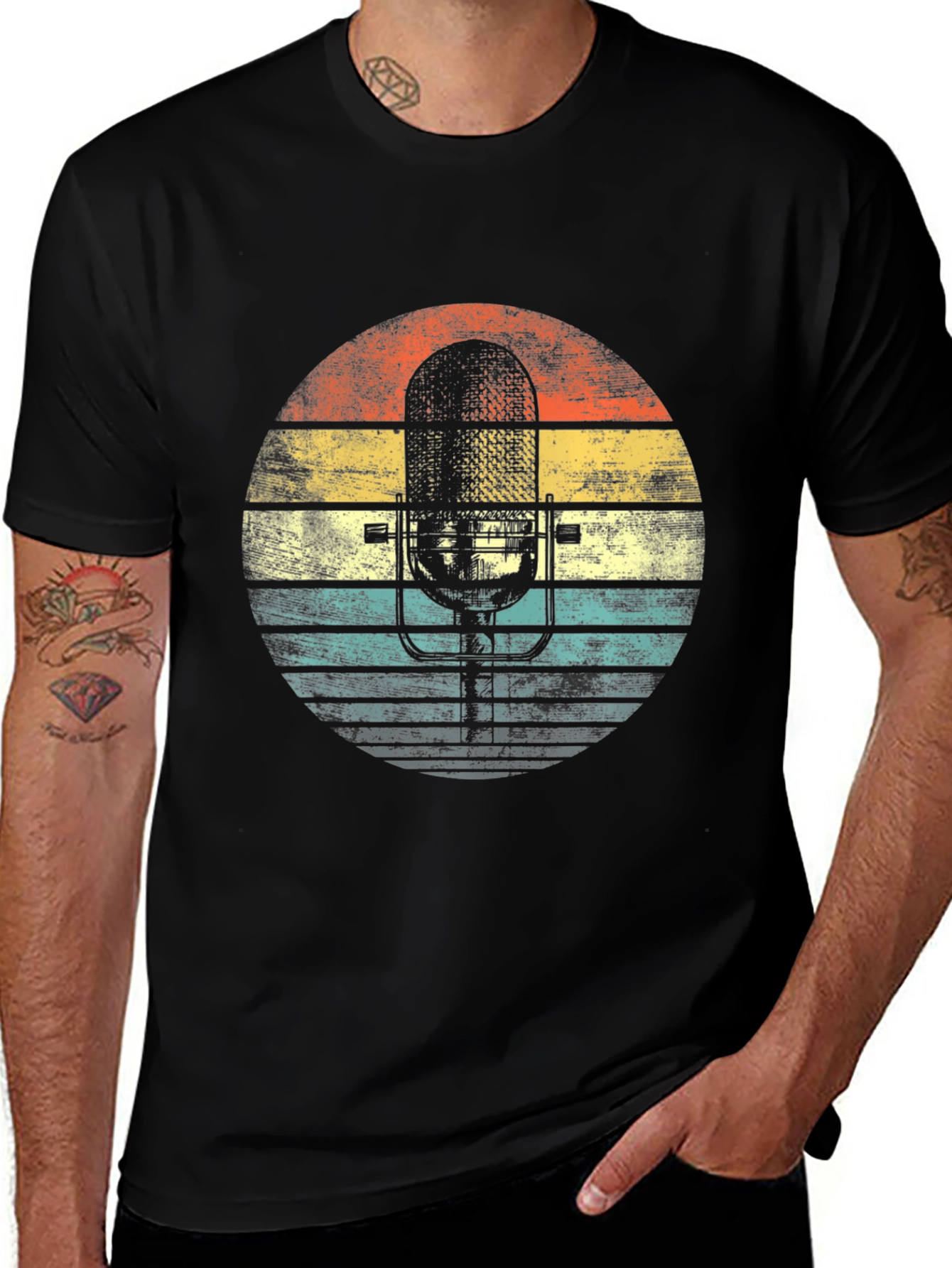Variant 5 of Retro Microphone Graphic Tee - Vintage Style T-Shirt