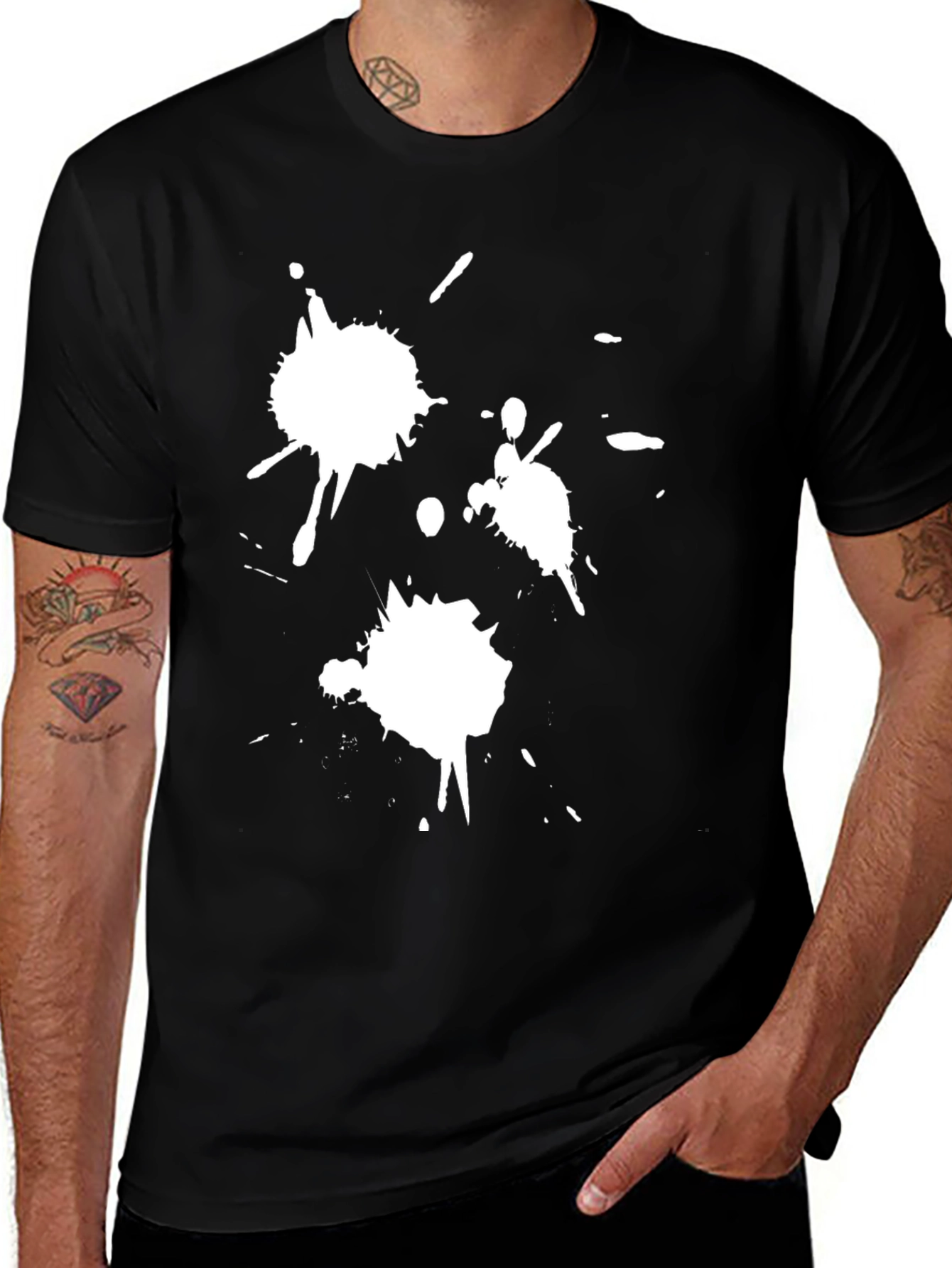 Abstract Splatter Graphic Black T-Shirt