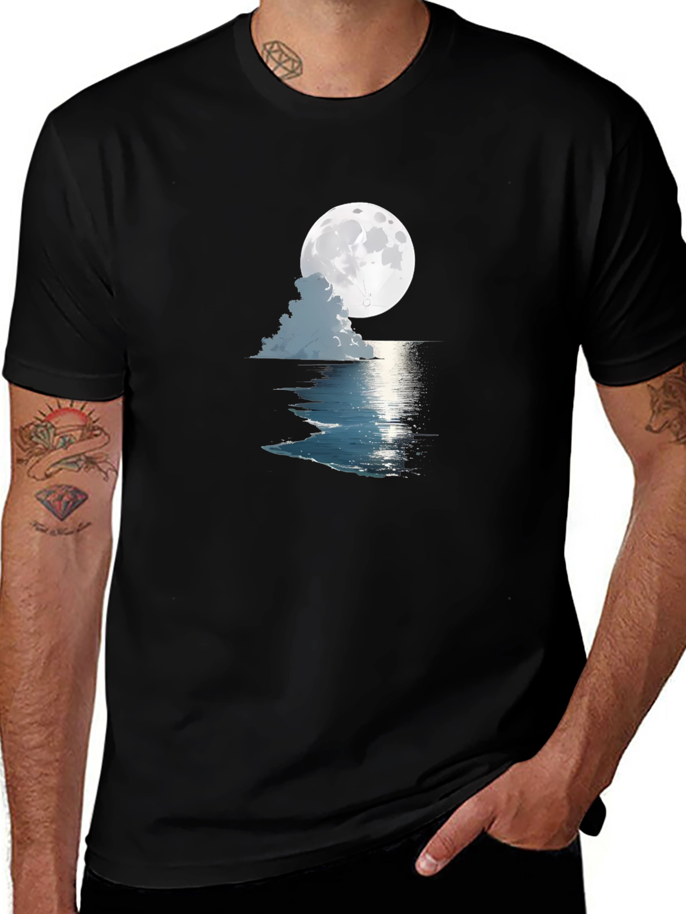 Variant 26 of Moonlit Ocean Graphic Tee - Black