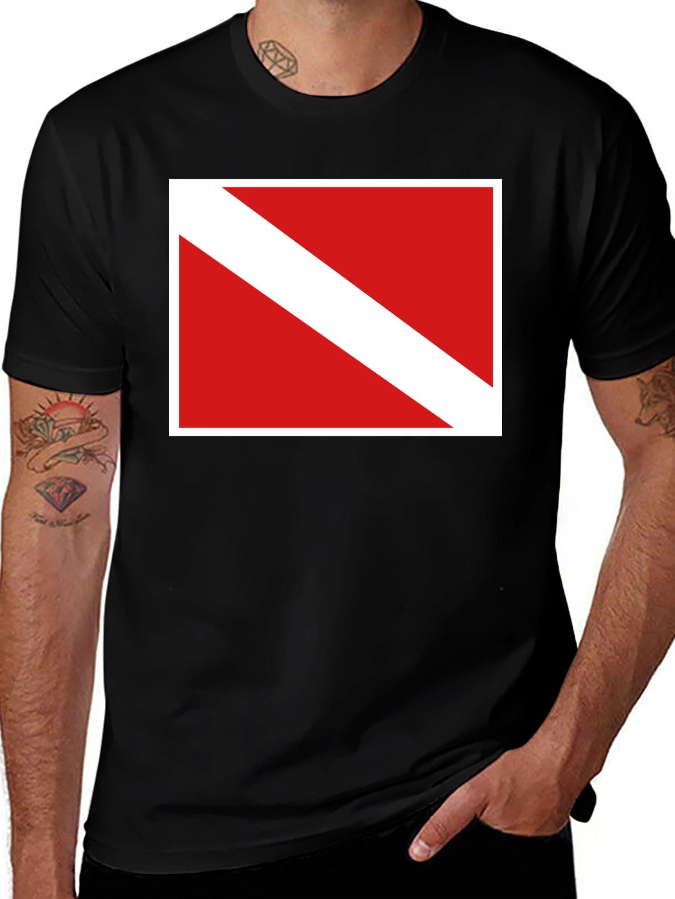 Diver Down Flag Graphic Tee - Black