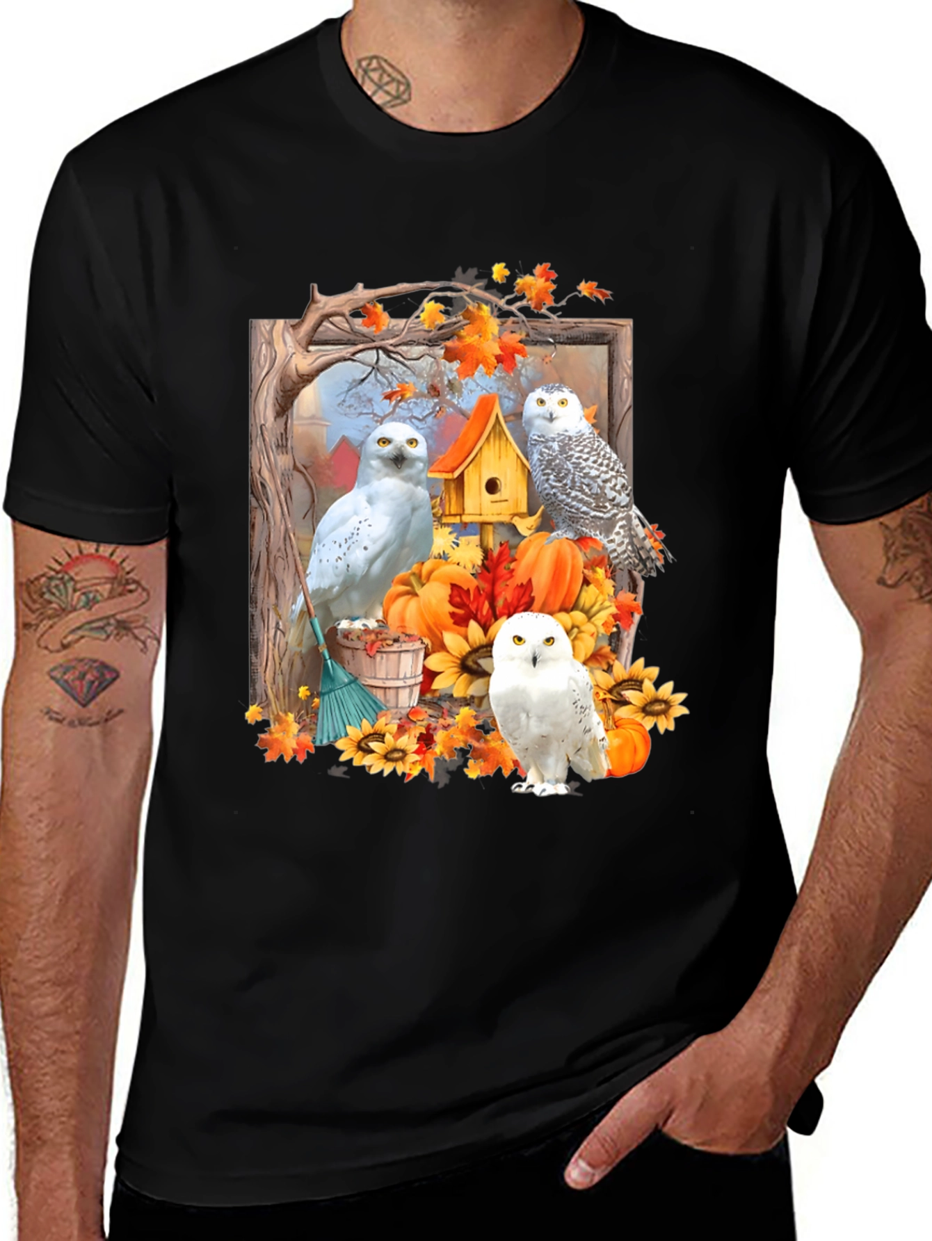 Owl Autumn T-Shirt - Unisex Cotton Tee