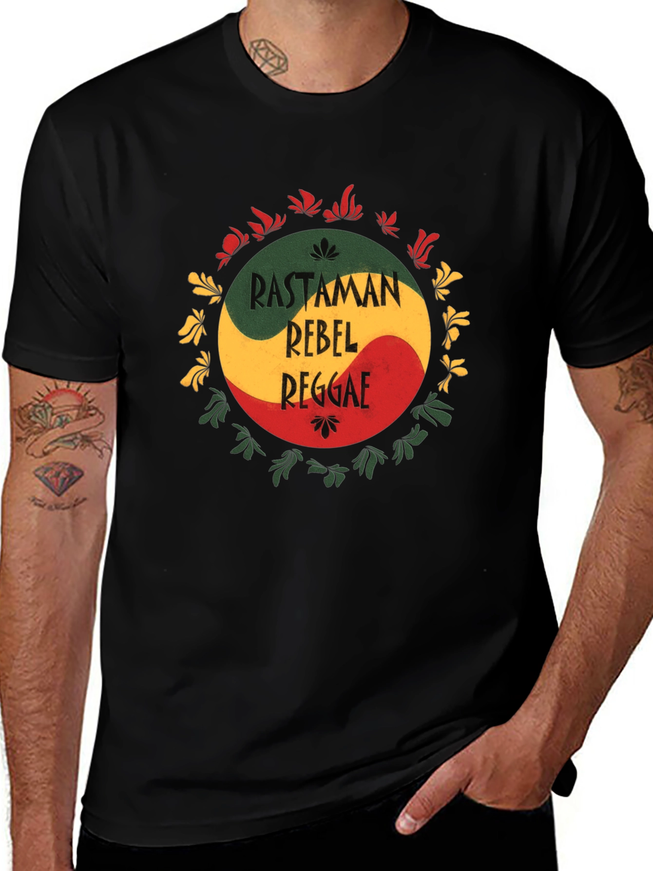 Rastaman Rebel Reggae T-Shirt - Black Cotton Tee