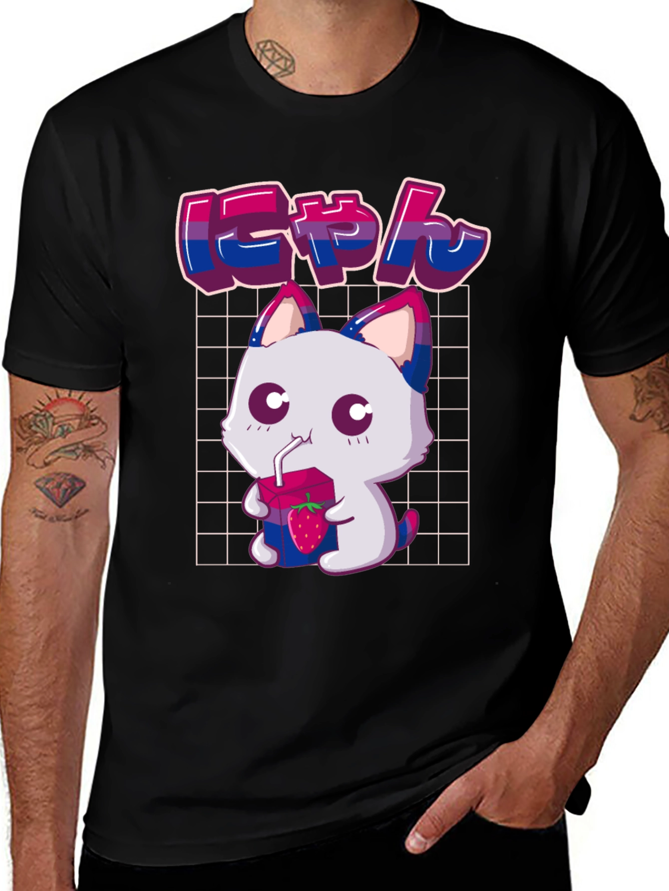 Variant 8 of Bisexual Pride Anime Cat T-Shirt