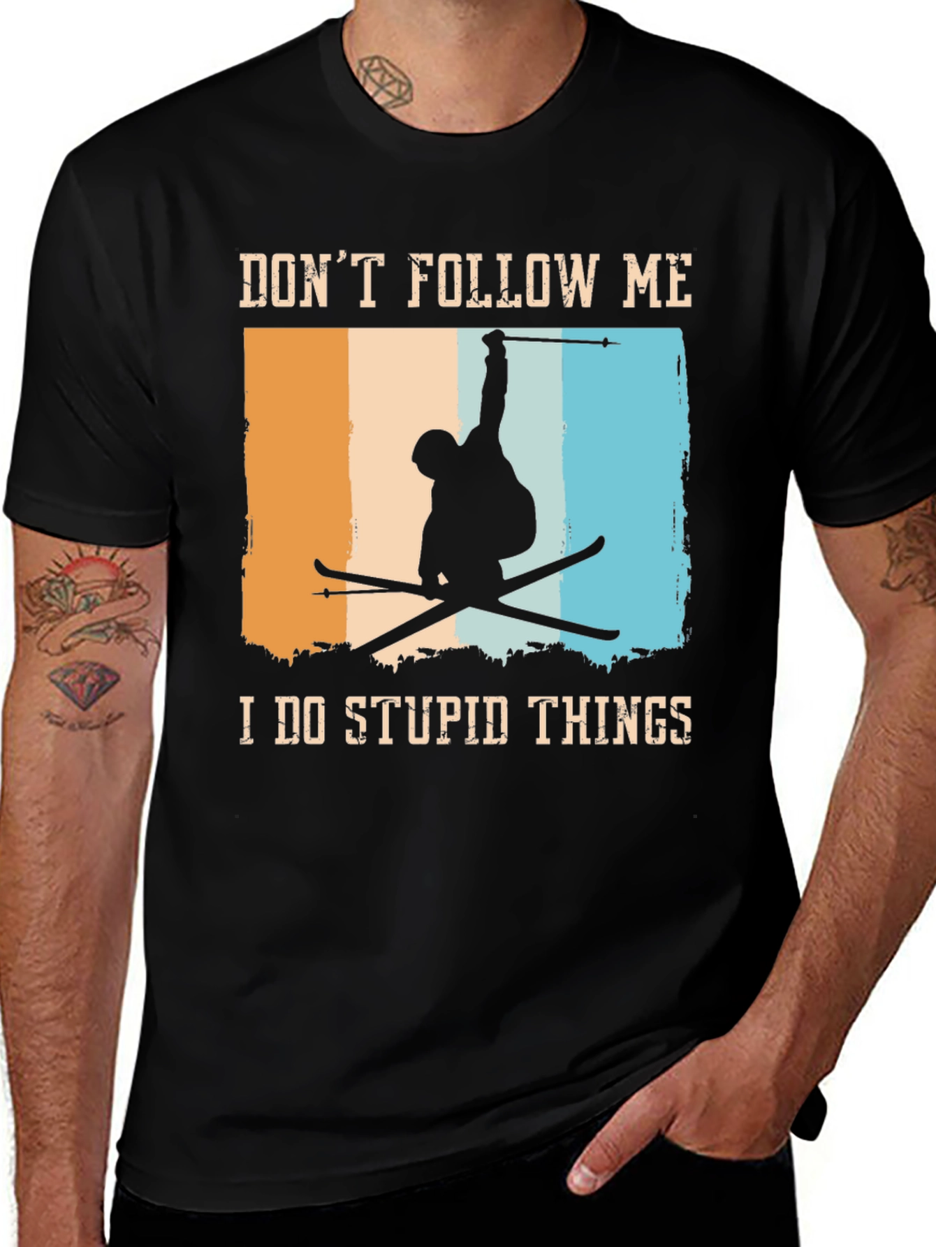 Variant 23 of Don't Follow Me Skiing T-Shirt - Funny Sport Graphic Tee