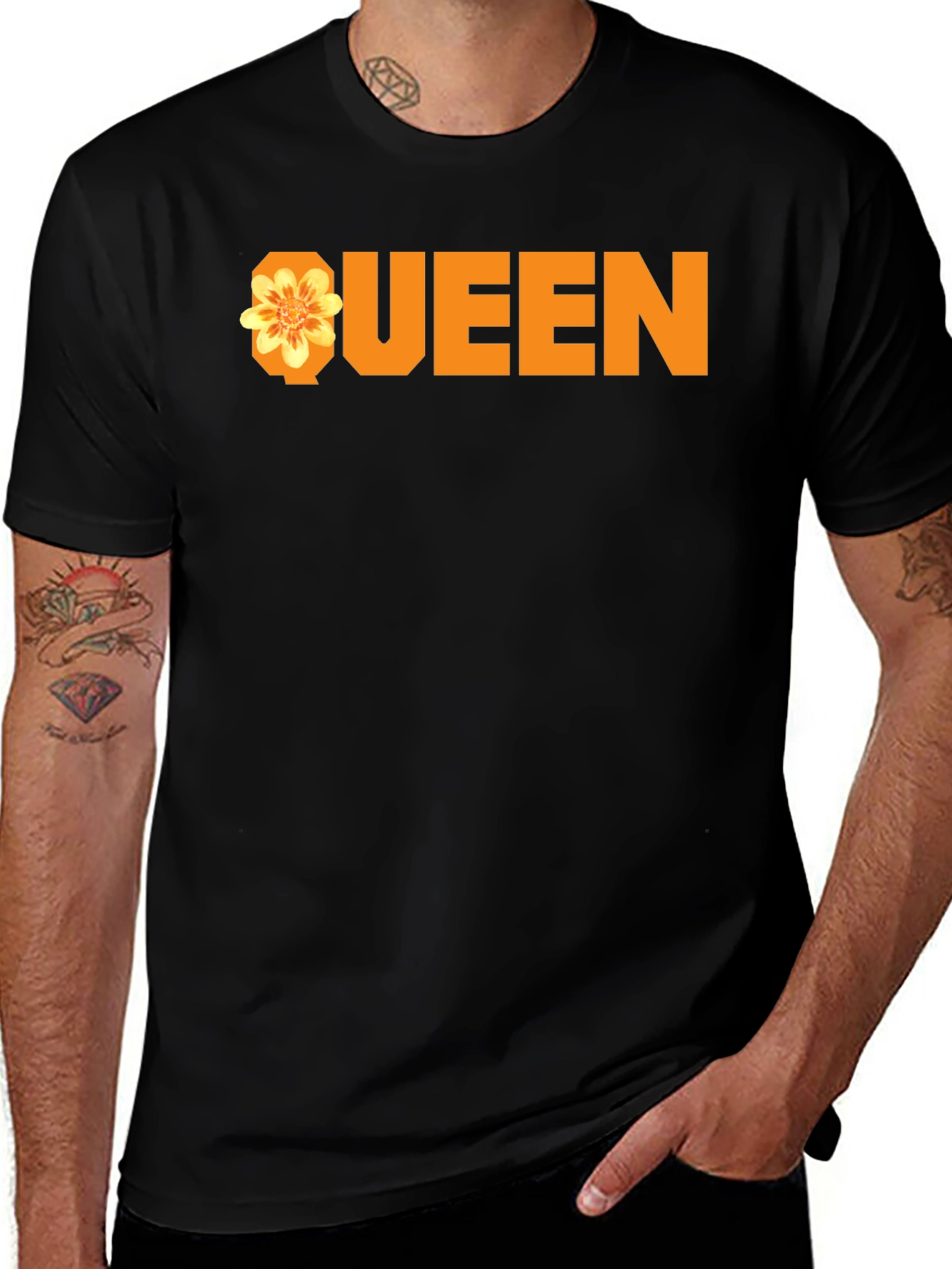 Variant 12 of Queen Flower Graphic Black T-Shirt