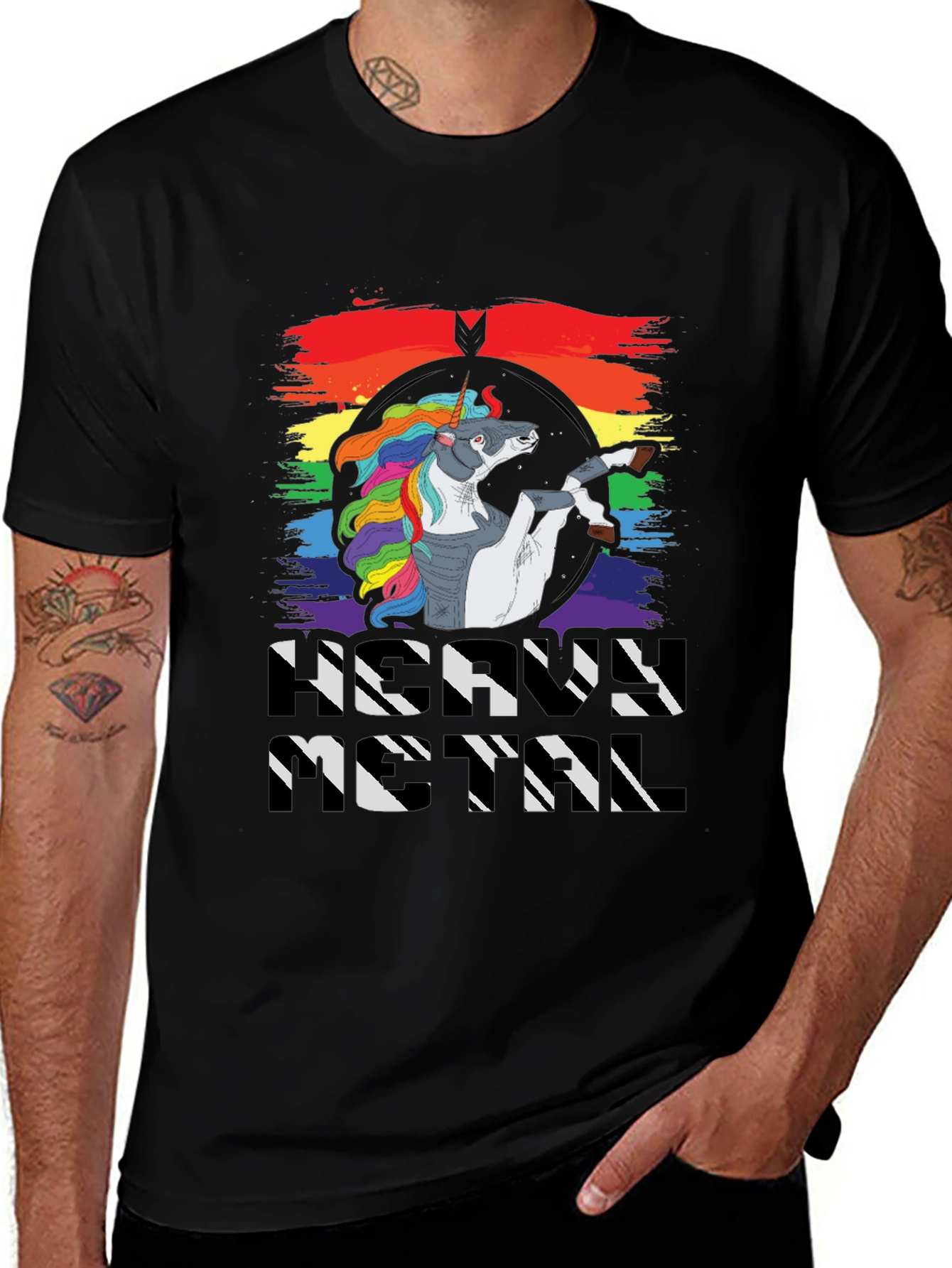 Variant 15 of Unicorn Metal T-Shirt - Rainbow Graphic Tee