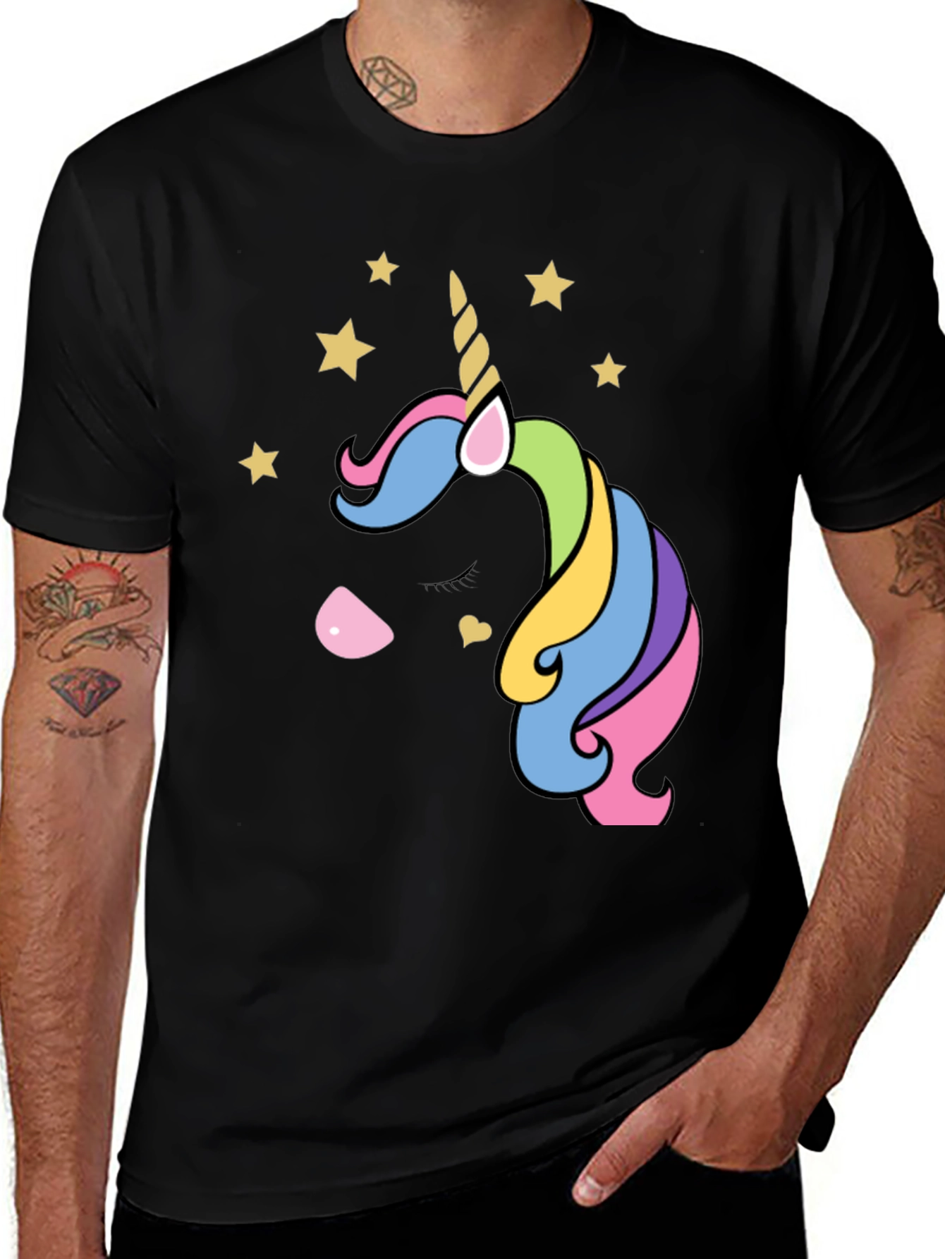 Variant 18 of Unicorn Graphic Tee - Black Cotton T-Shirt