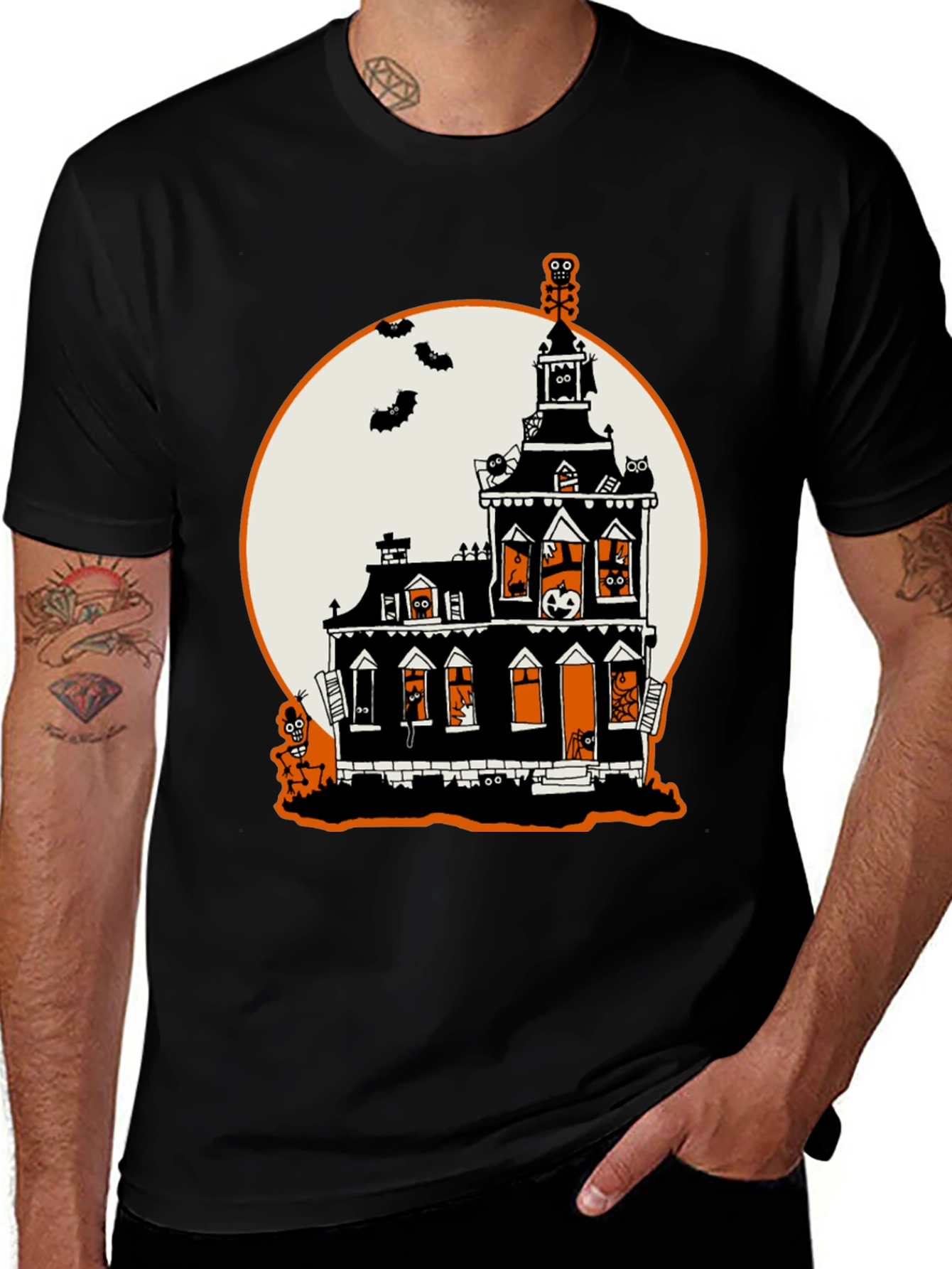 Halloween Haunted House Graphic Tee
