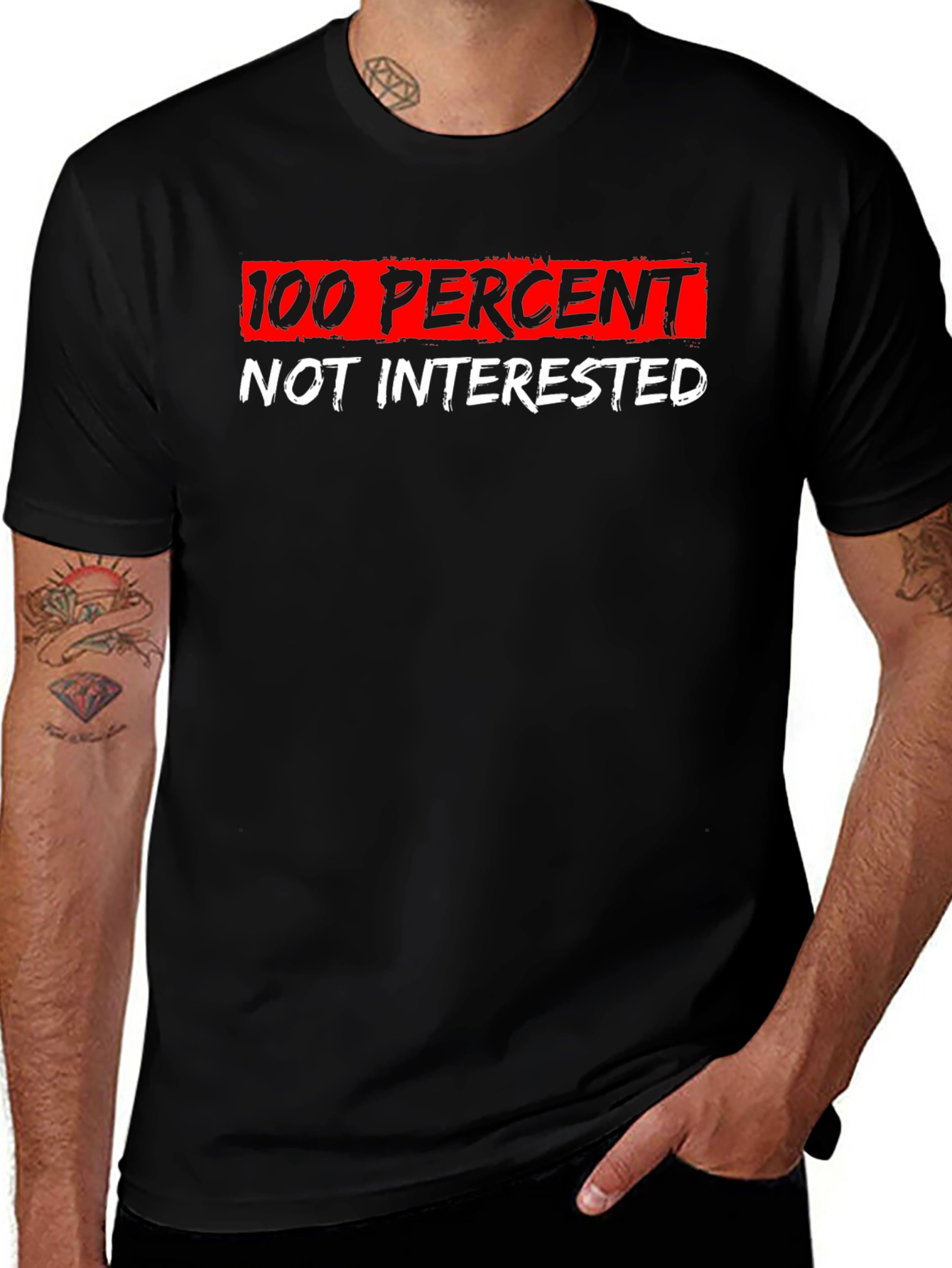 Variant 29 of 100% Not Interested Graphic Tee - Black
