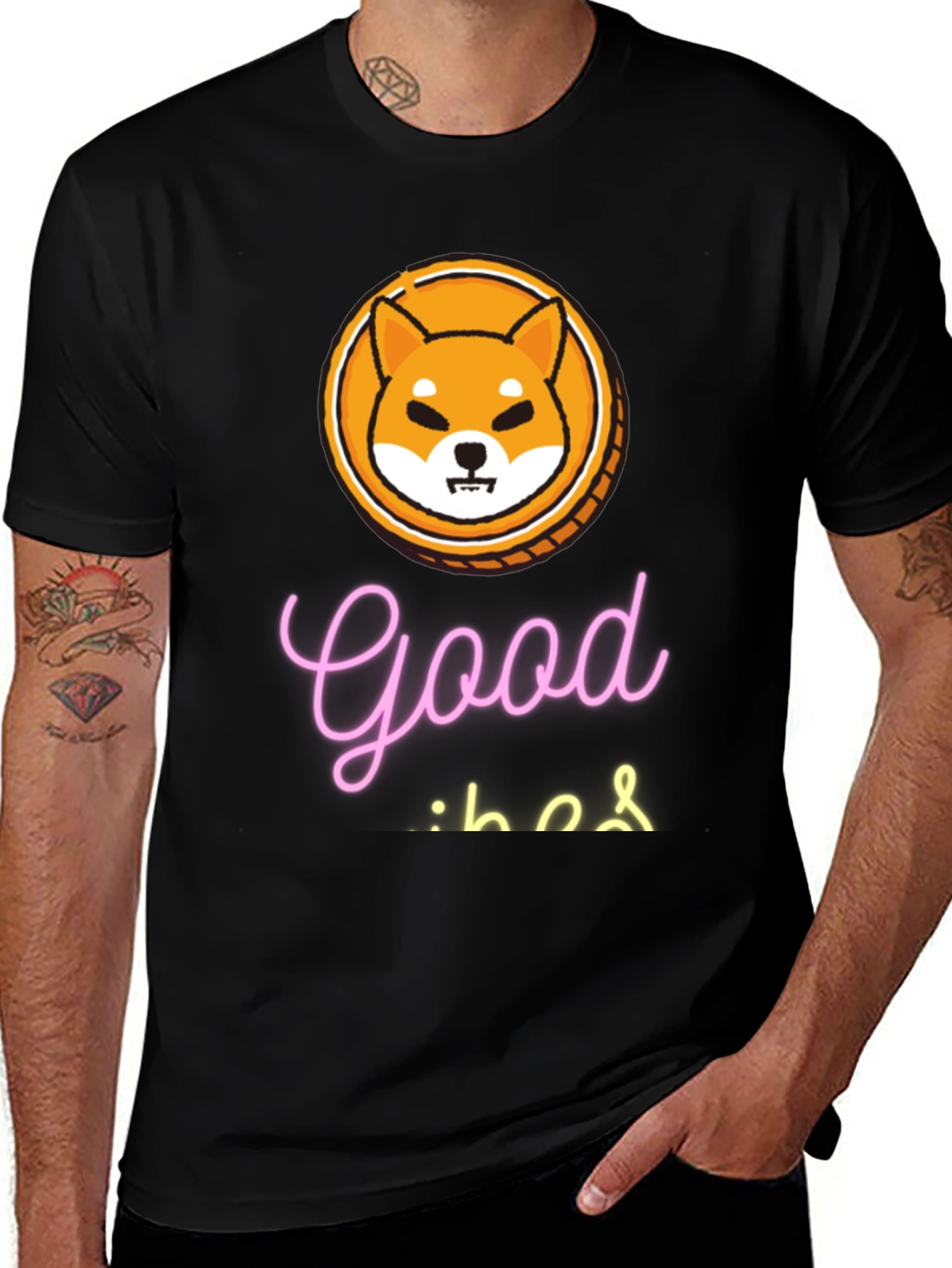 Good Vibes Shiba Coin Black T-Shirt
