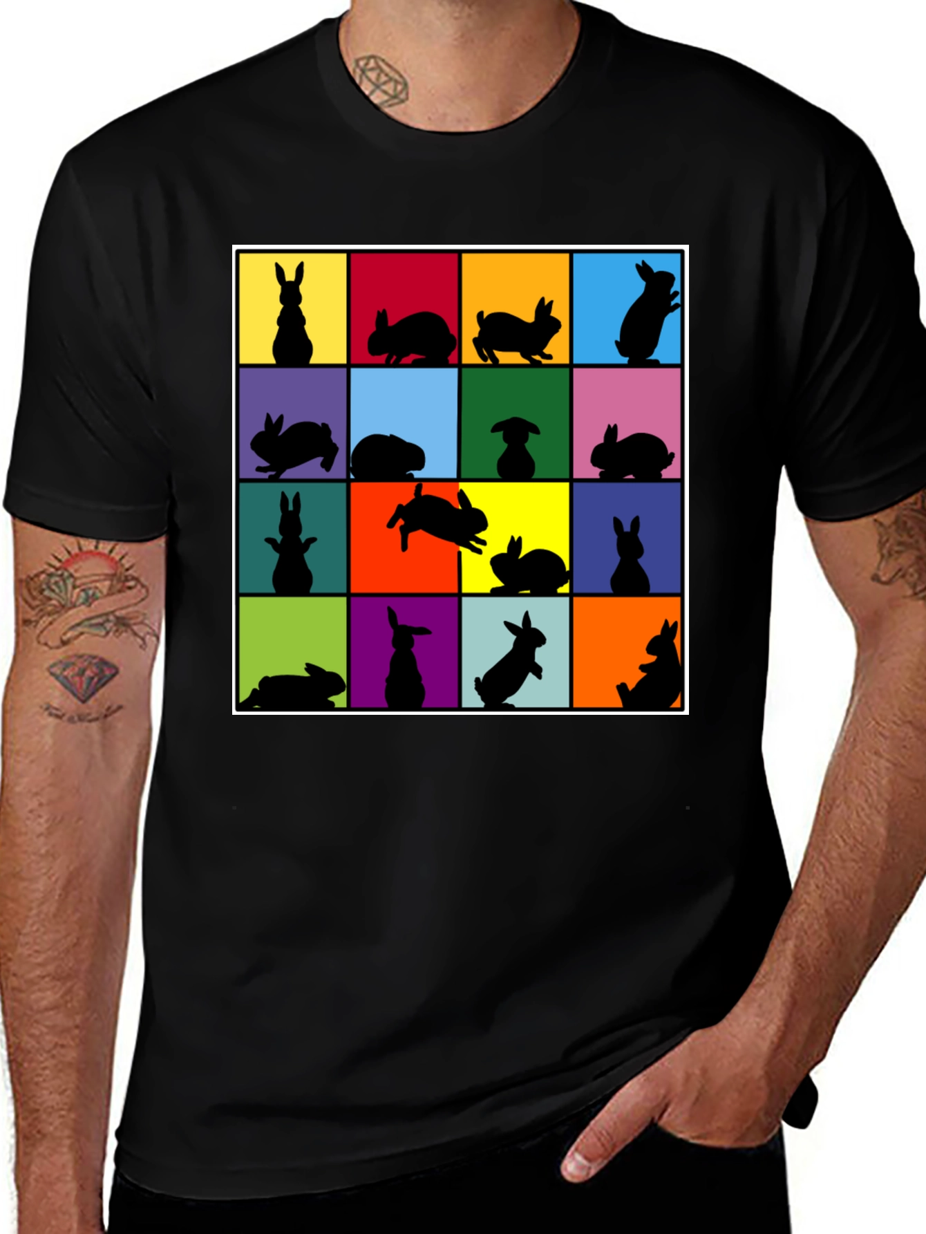 Bunny Silhouette Pop Art T-Shirt