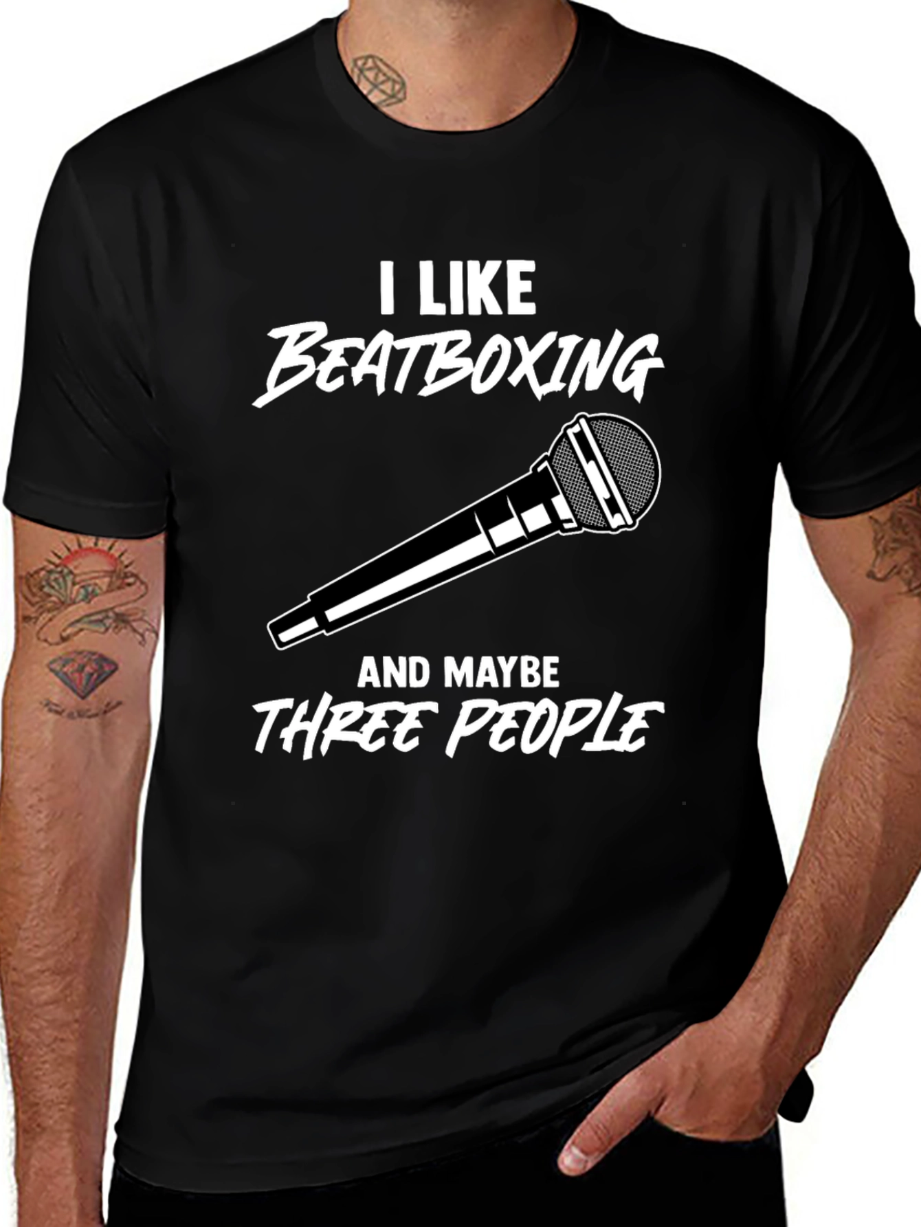 Black I Like Beatboxing T-Shirt - Funny Musician Tee main image