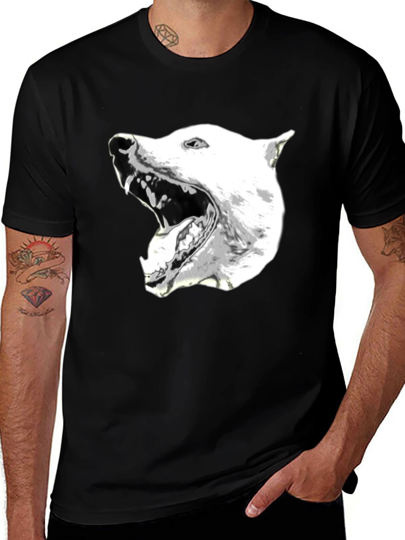 Variant 30 of Black Wolf Graphic Tee - Fierce Animal Design