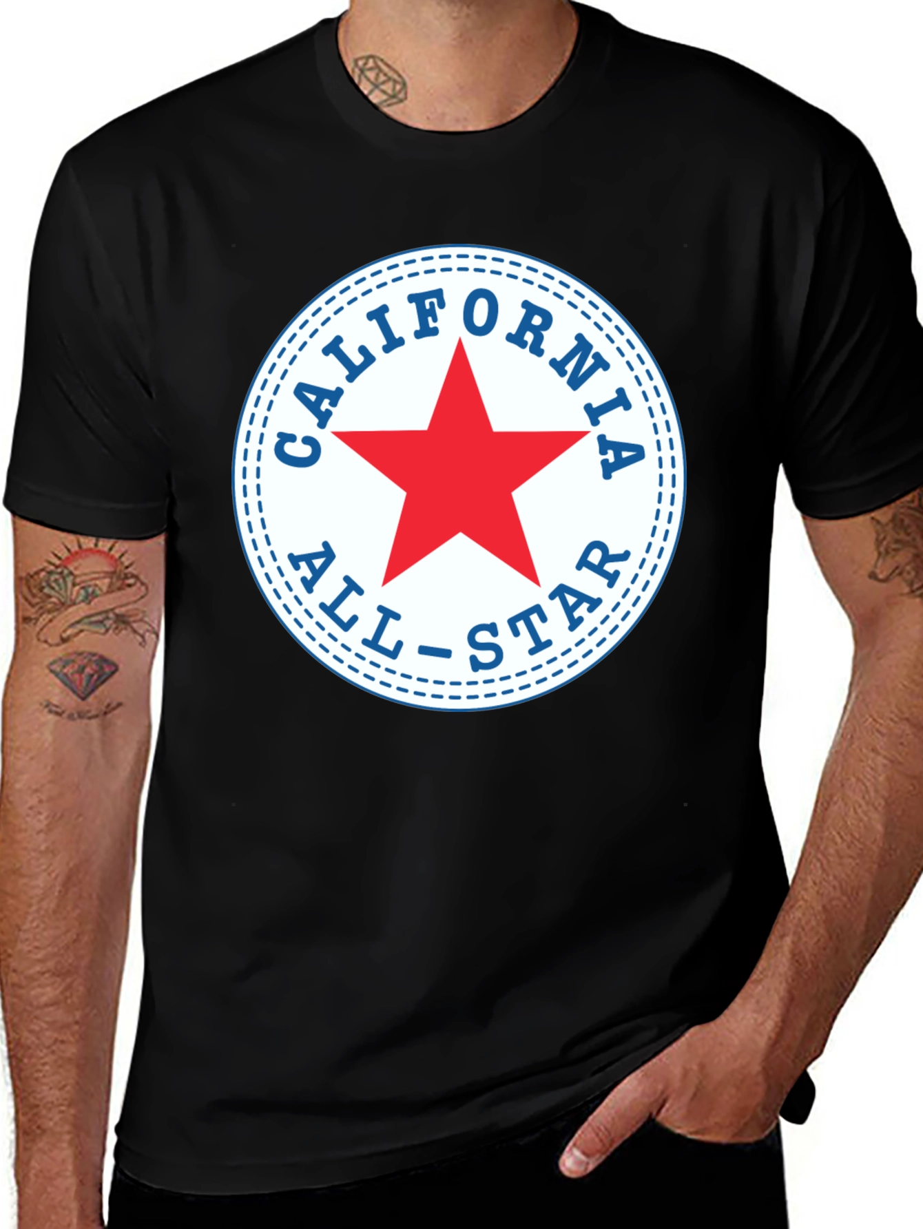 California All-Star Graphic Tee - Black Cotton T-Shirt