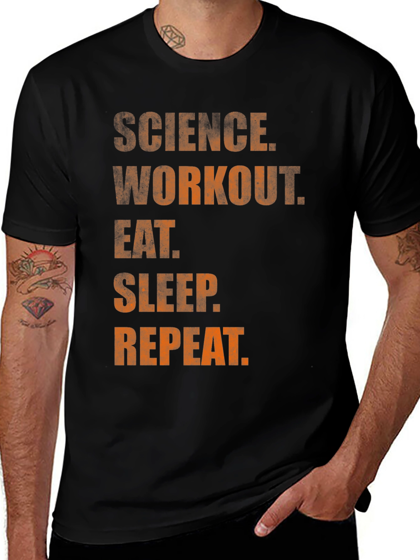 Science Workout Eat Sleep Repeat Graphic Tee