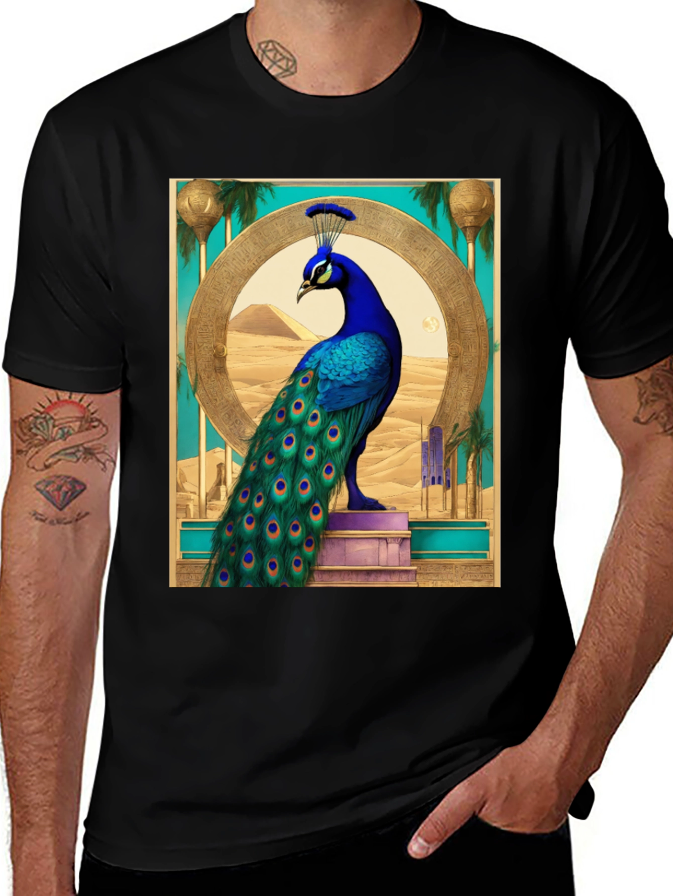 Peacock Egyptian T-Shirt - Unique Design