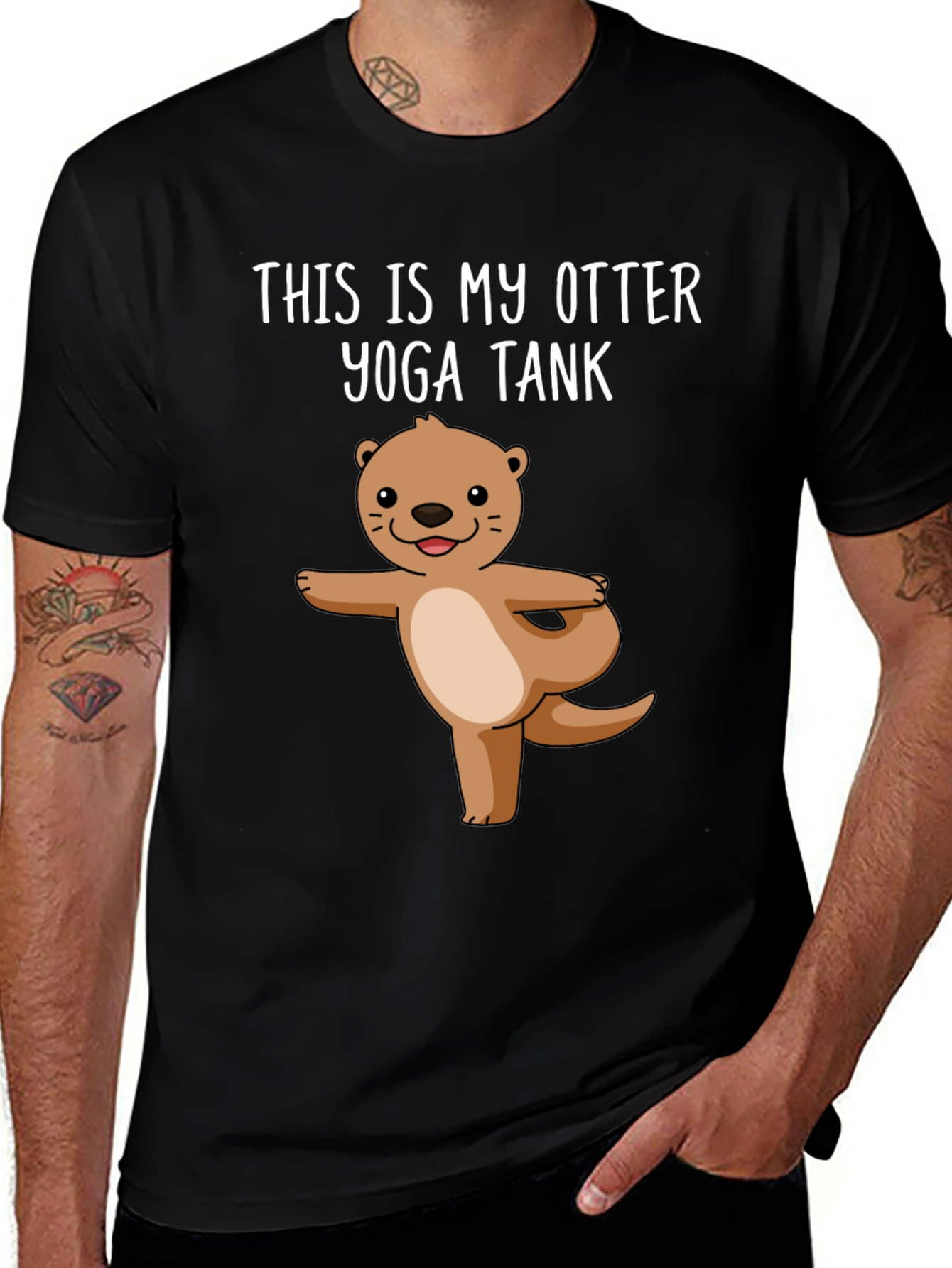 Variant 25 of Otter Yoga Tank T-Shirt: Cute Cartoon Animal Tee