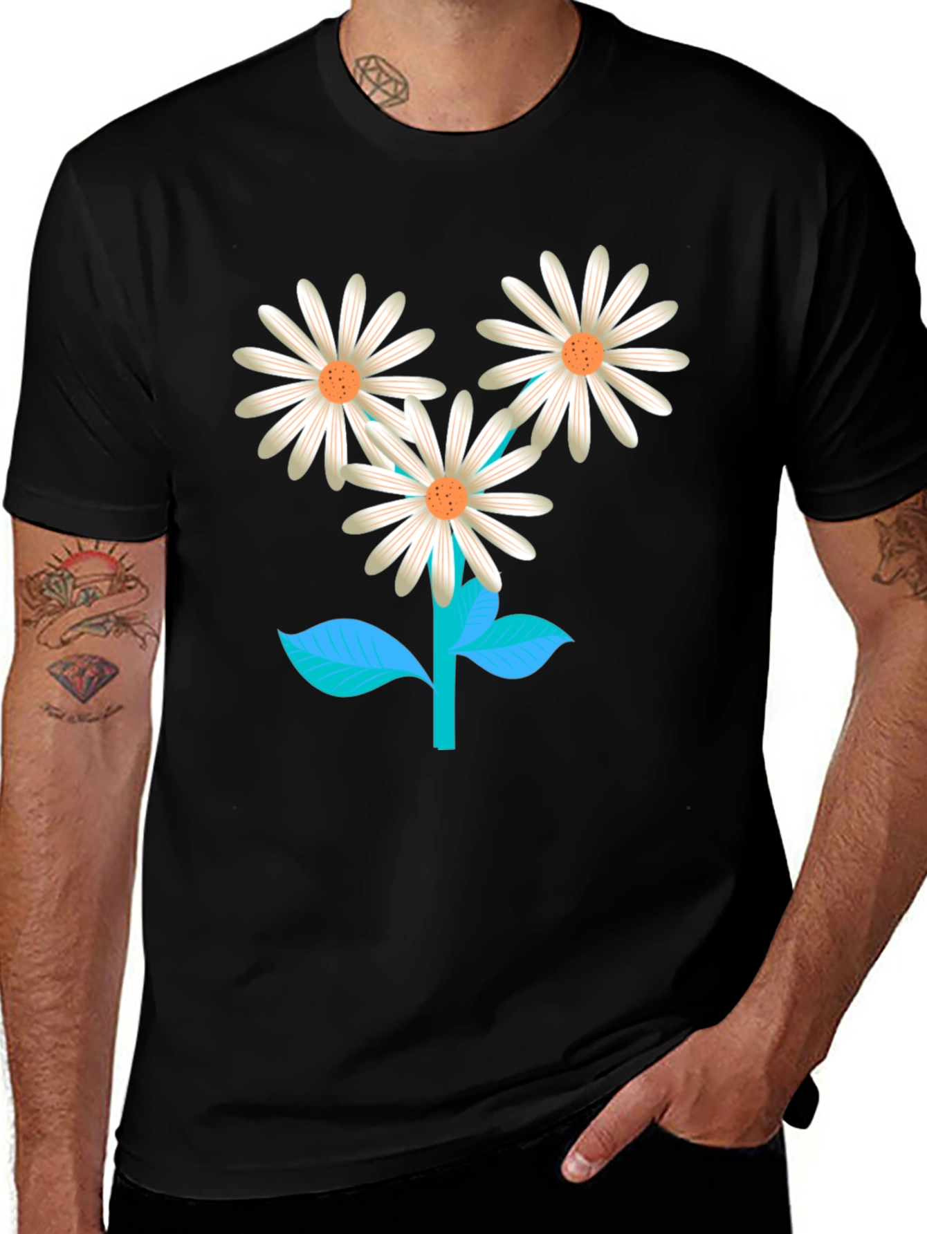 Variant 6 of Floral Graphic T-Shirt: Daisy Design