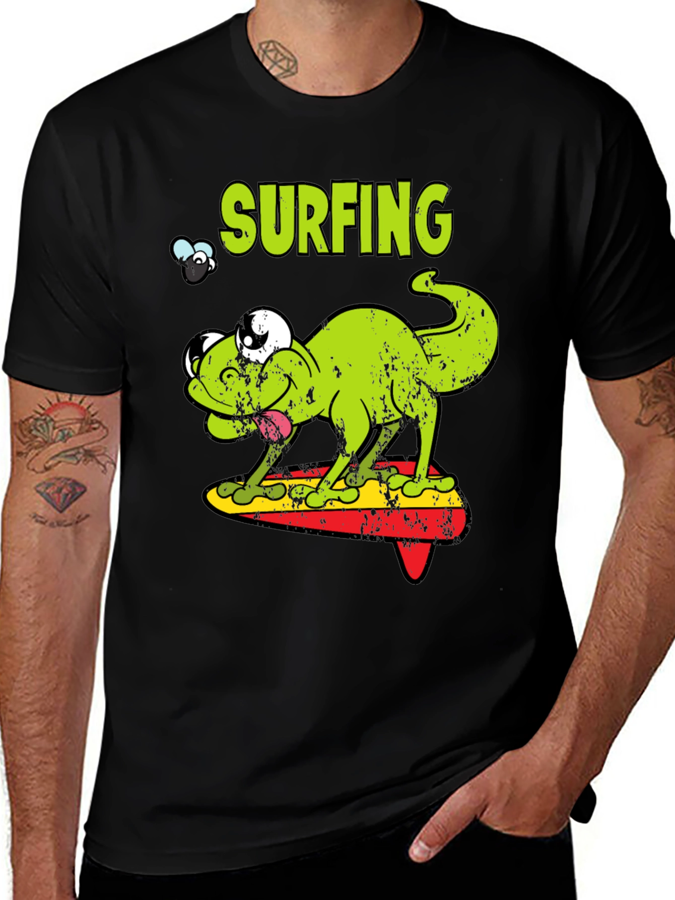 Variant 19 of Surfing Lizard Graphic Tee - Cool Animal T-Shirt