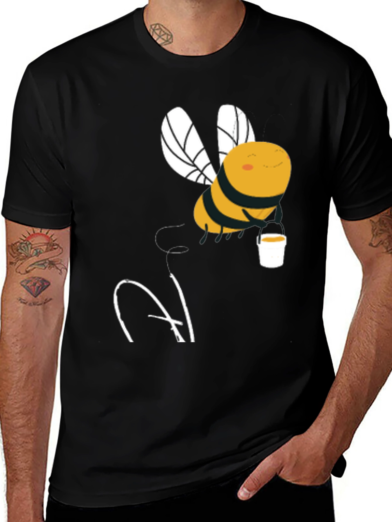 Variant 29 of Cute Bee with Honey Cup Graphic Tee