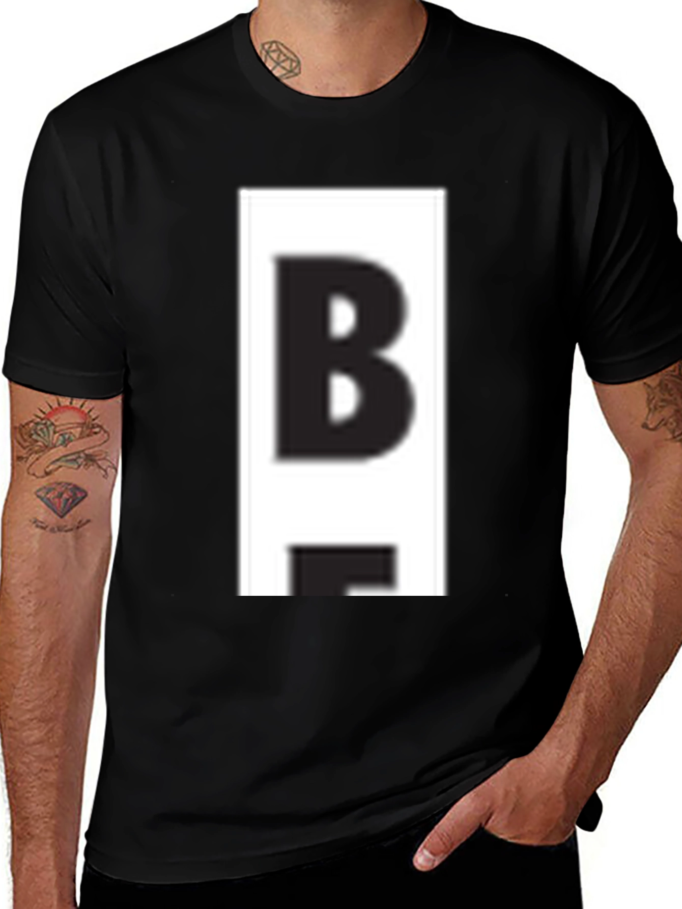 Variant 22 of Bold 'B' Graphic Tee - Casual Black T-Shirt