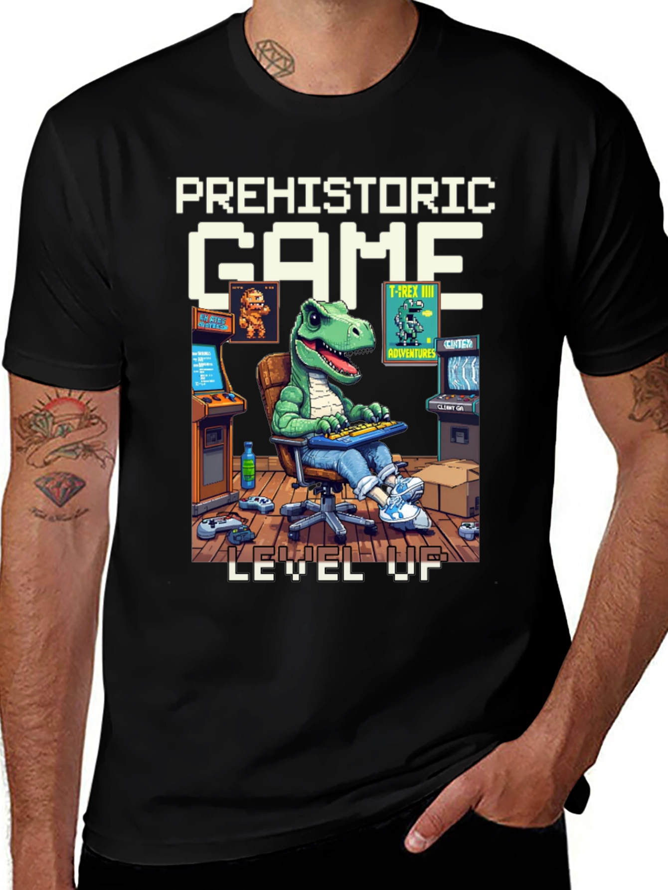 Variant 27 of Prehistoric Game Level Up Graphic T-Shirt