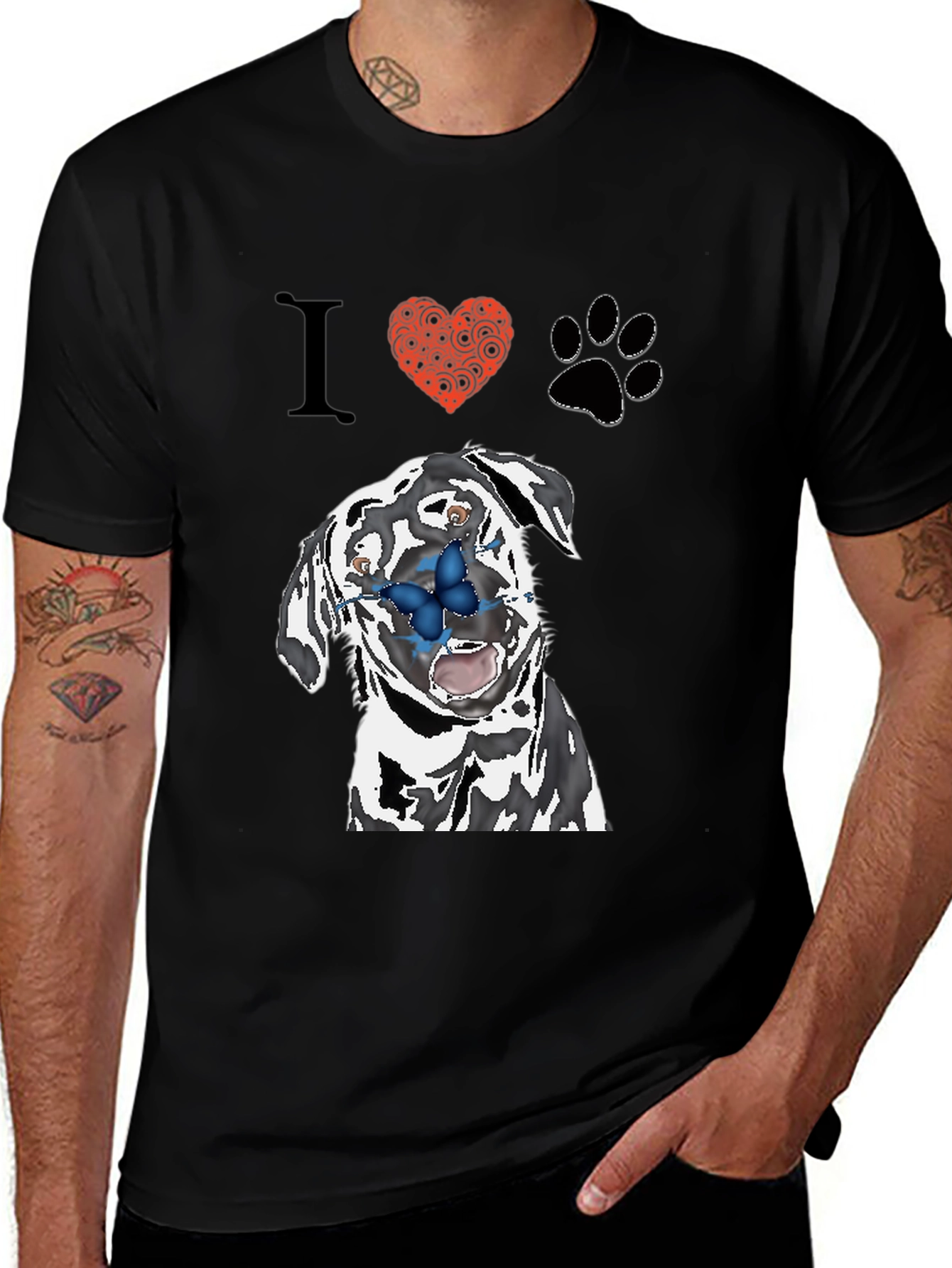 Variant 15 of I Heart Pups T-Shirt: Black Tee with Dalmatian Graphic