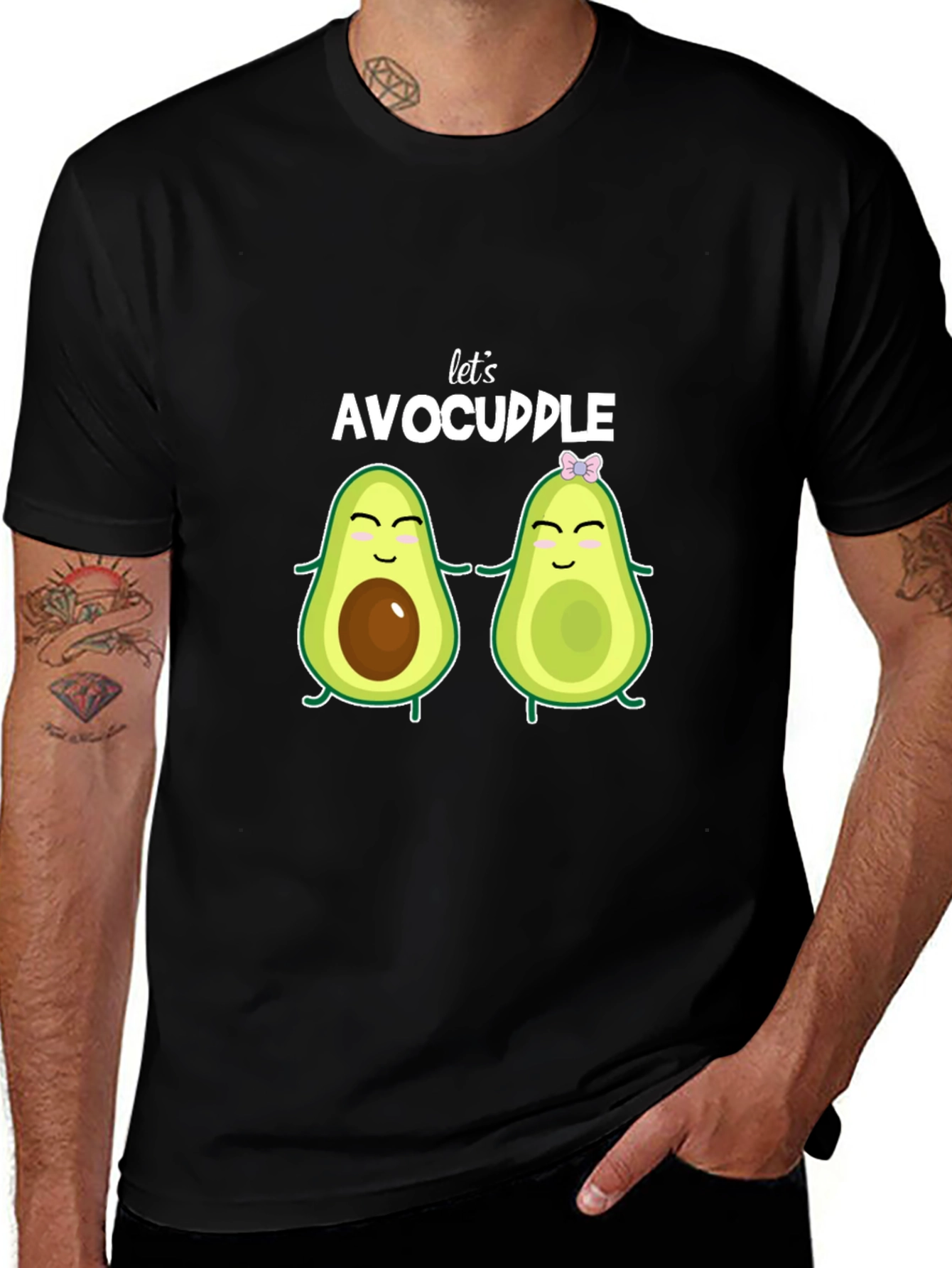Black Let's Avocuddle Black T-Shirt main image