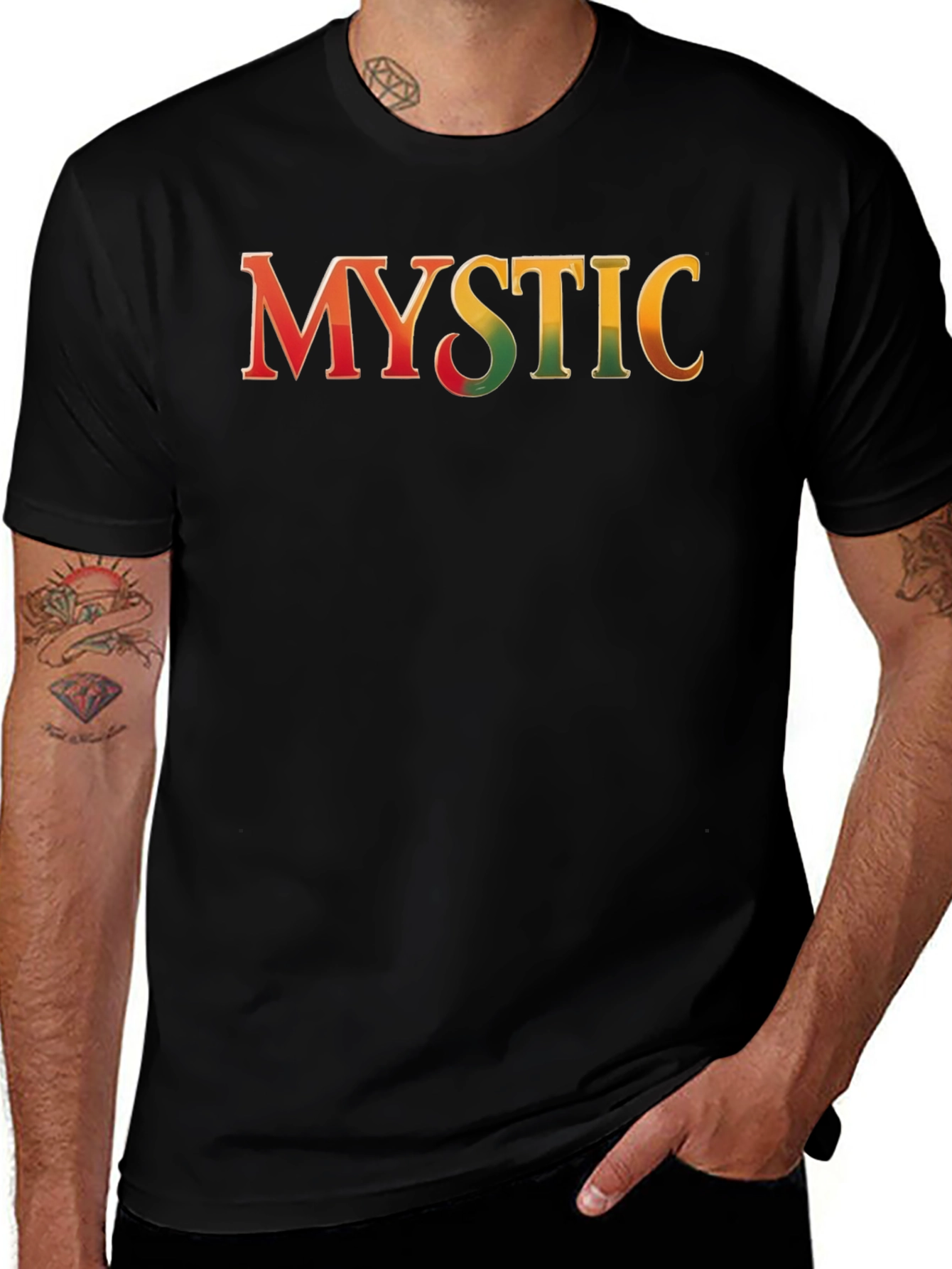 Mystic Reggae Graphic Tee - Black Cotton Blend