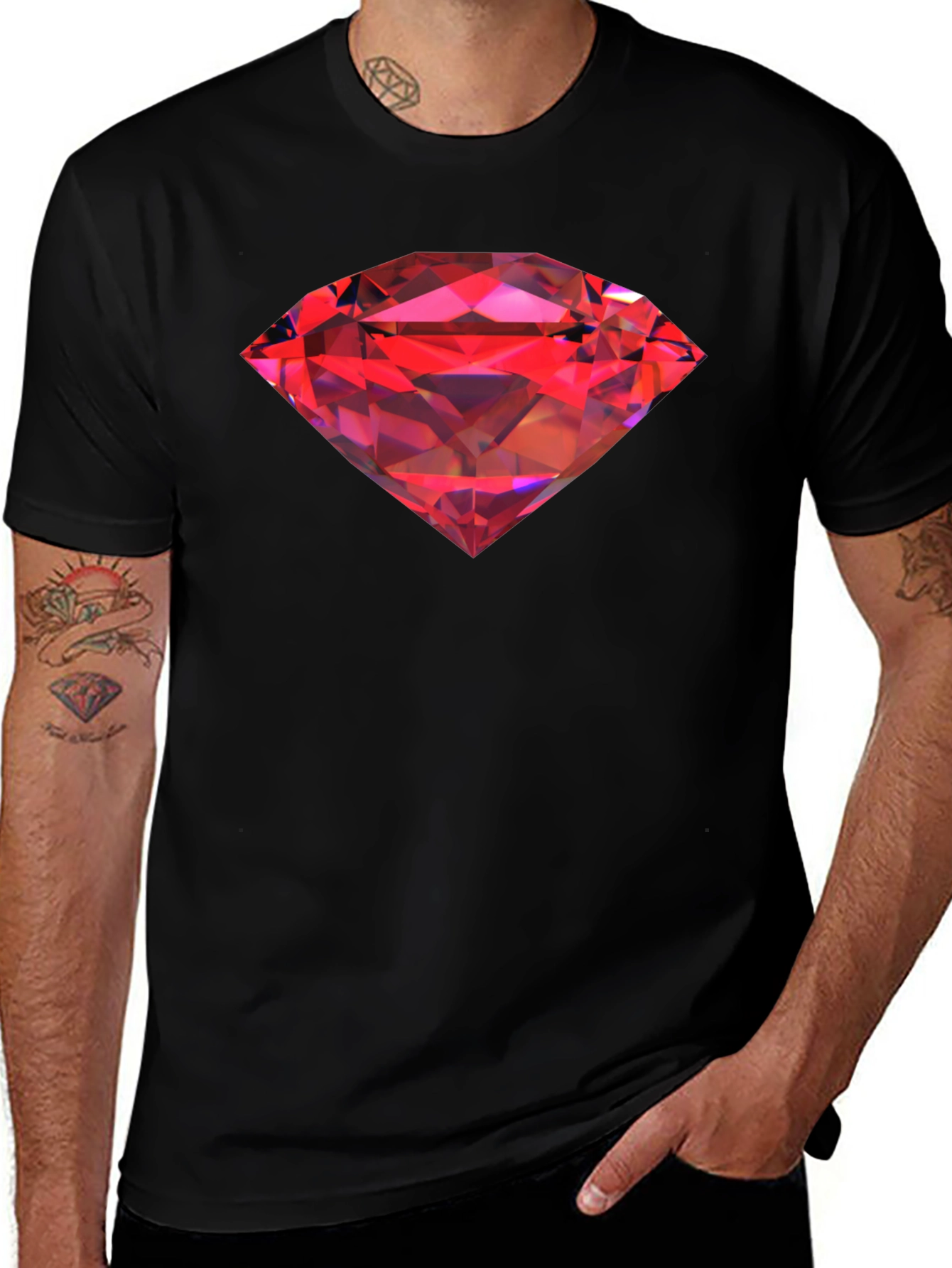 Variant 21 of Red Diamond Graphic Black T-Shirt