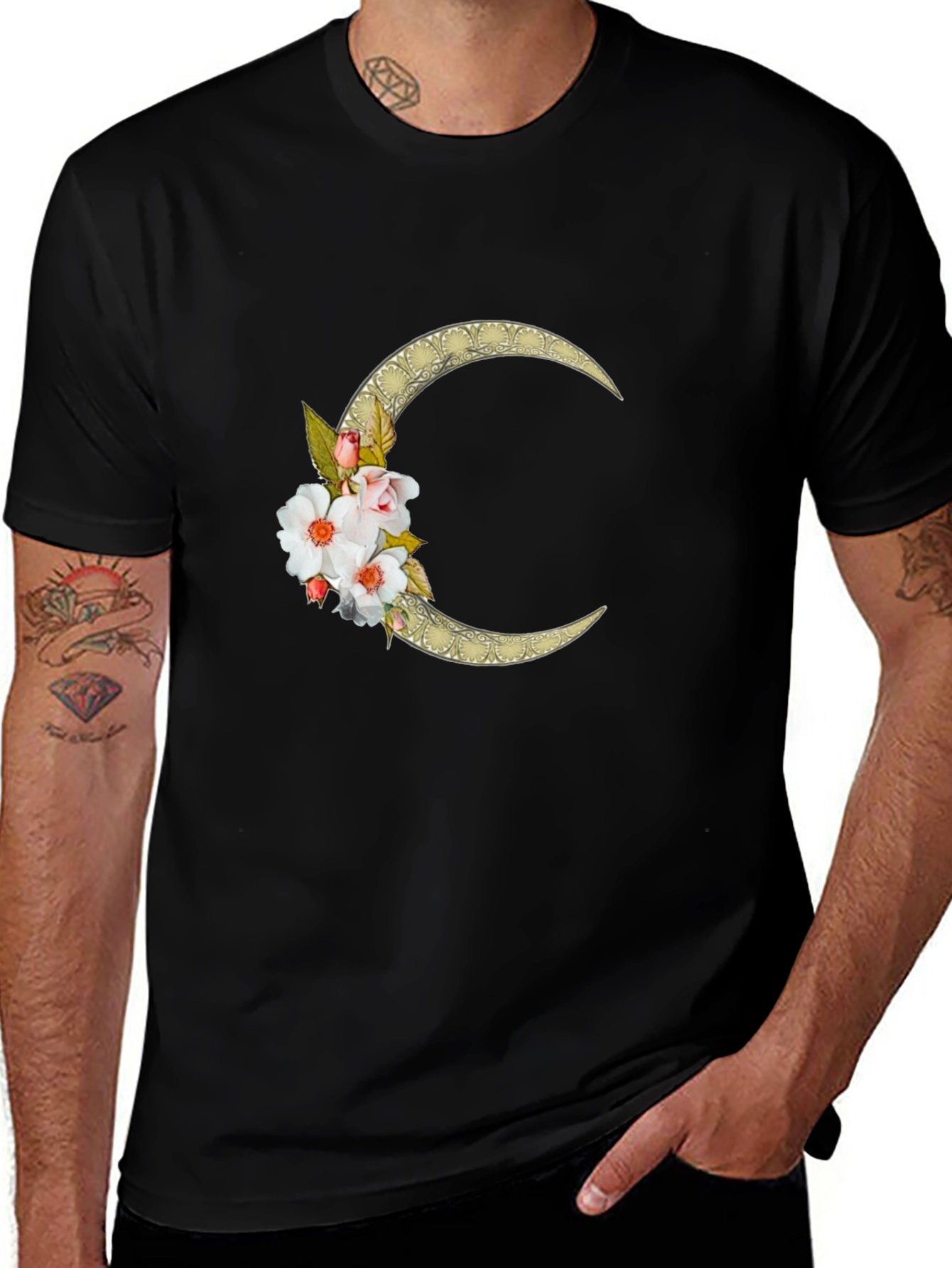 Variant 30 of Floral Crescent Moon Graphic Tee