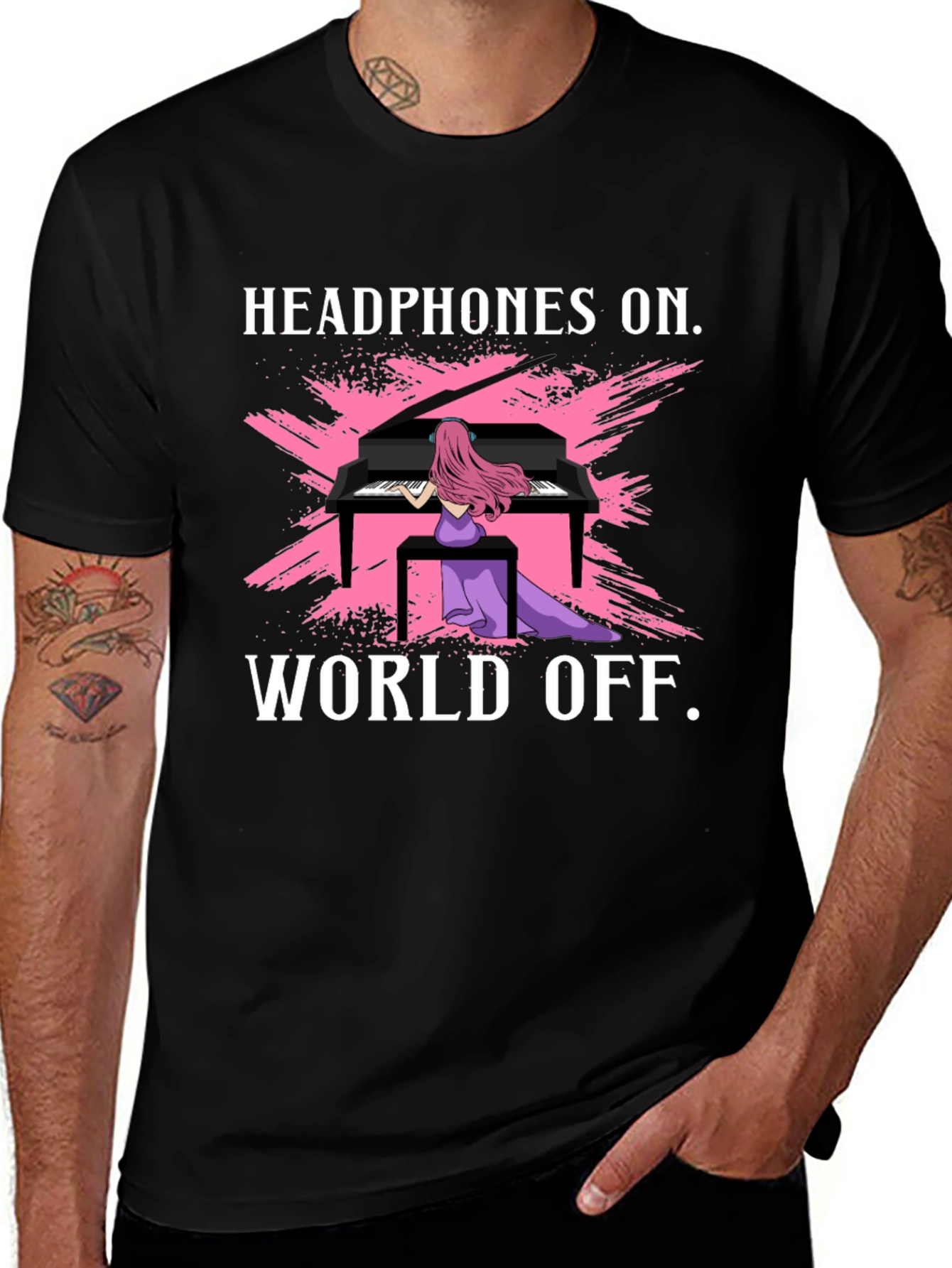 Variant 2 of Headphones On World Off Piano T-Shirt