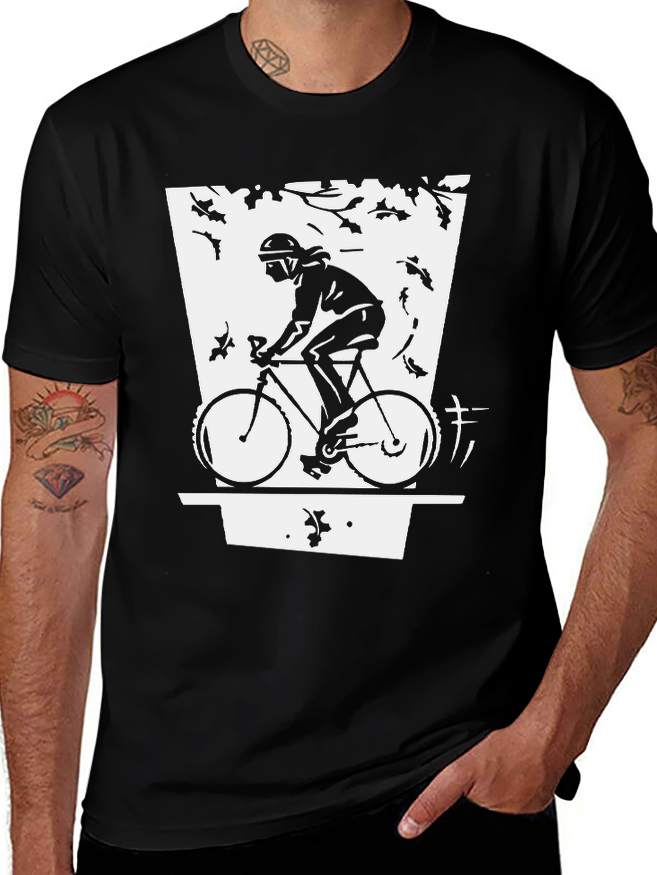 Variant 6 of Cyclist Graphic Black T-Shirt - Urban Style