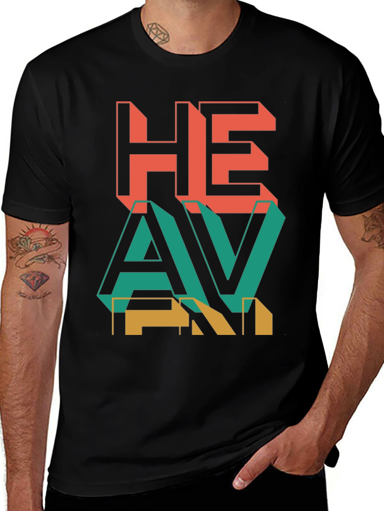 Variant 19 of Heavy Retro Graphic Print Black T-Shirt