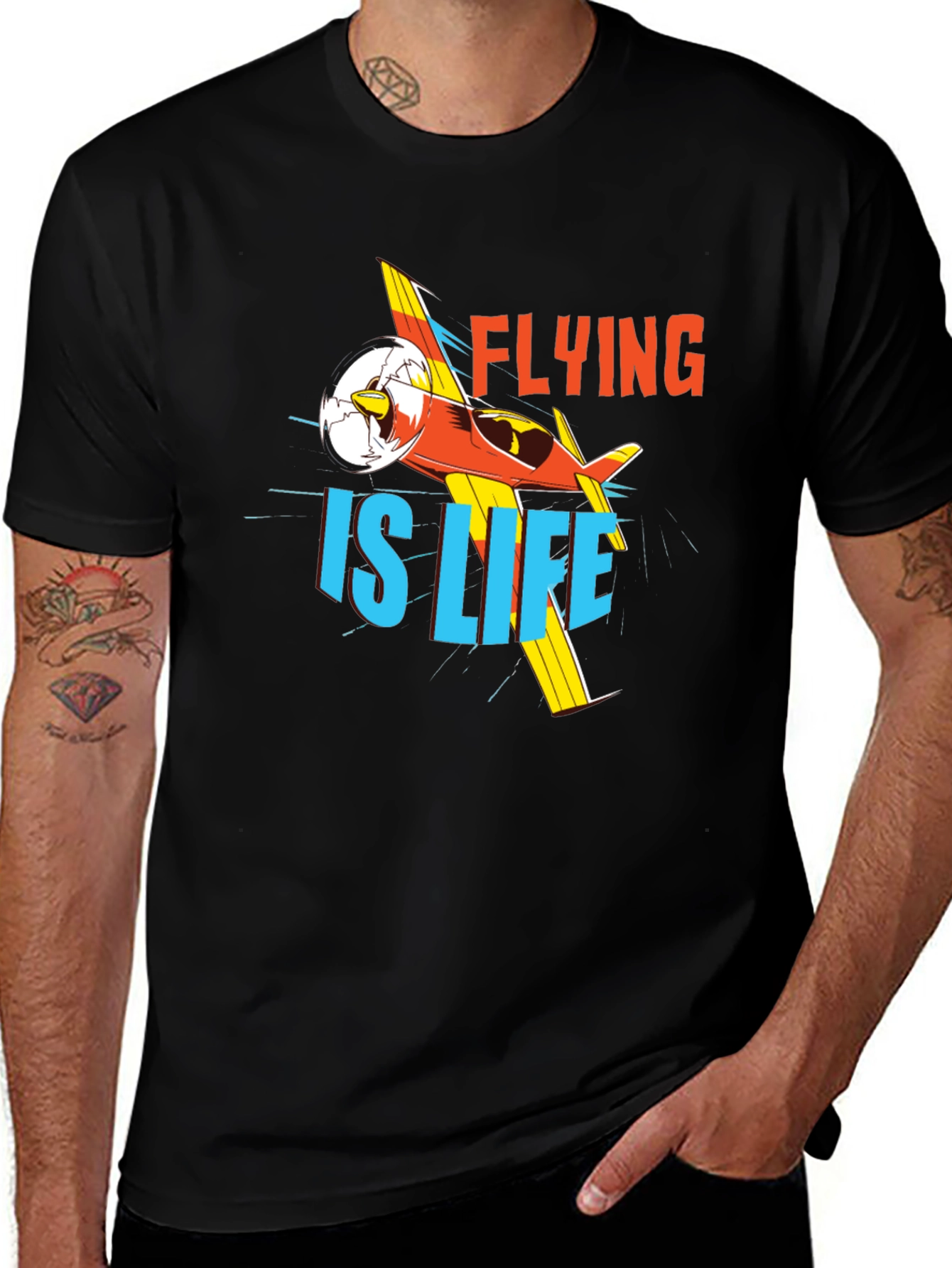 Variant 3 of Flying is Life Graphic Tee - Black