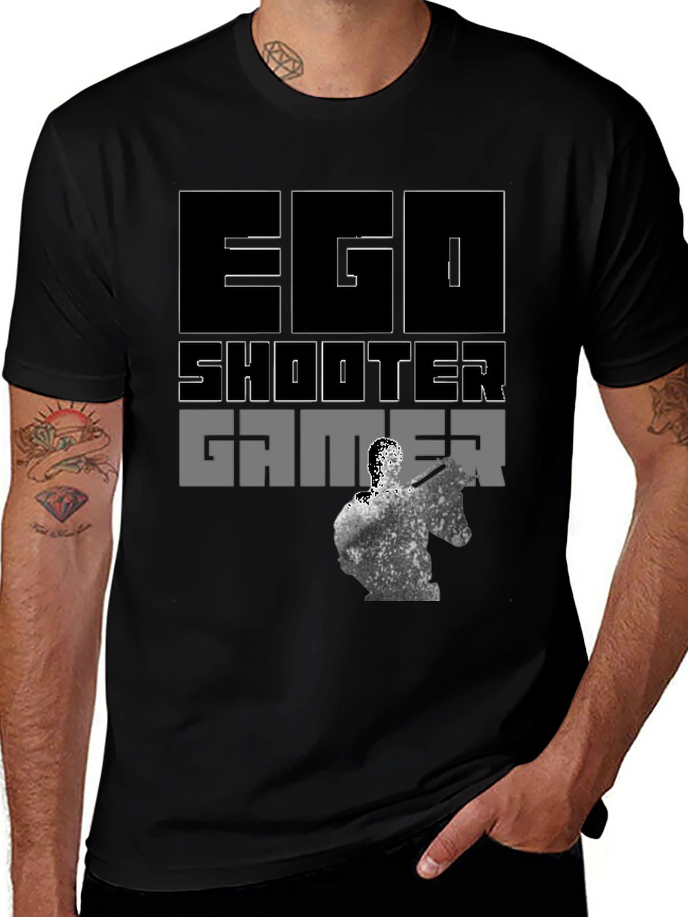 Variant 28 of Ego Shooter Gamer Graphic Tee - Black
