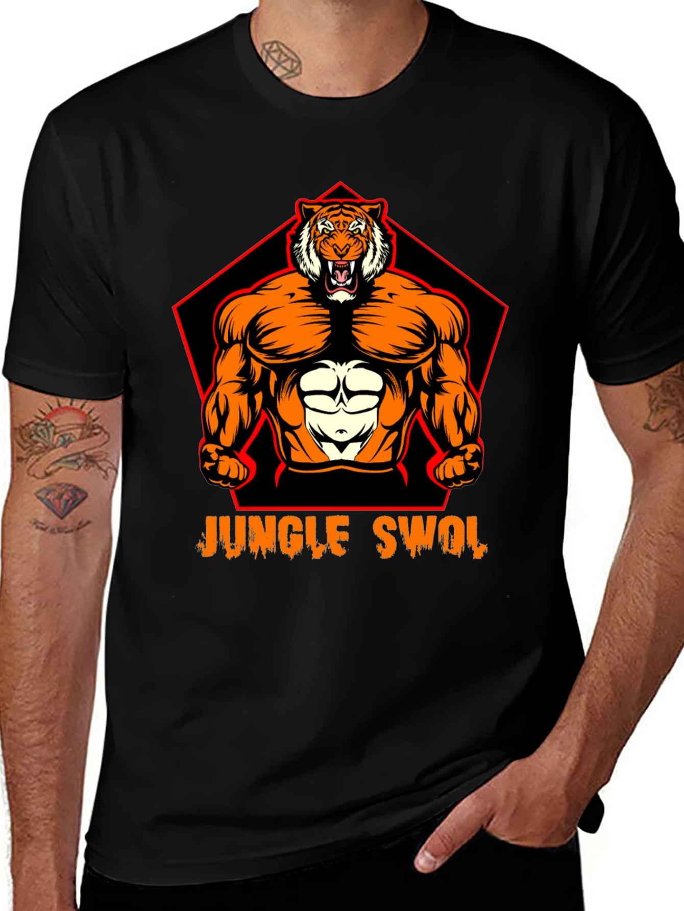 Variant 10 of Jungle Swol Graphic Tee - Black Cotton T-Shirt