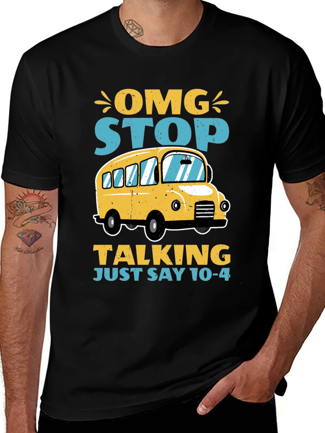 Variant 8 of OMG Stop Talking School Bus T-Shirt